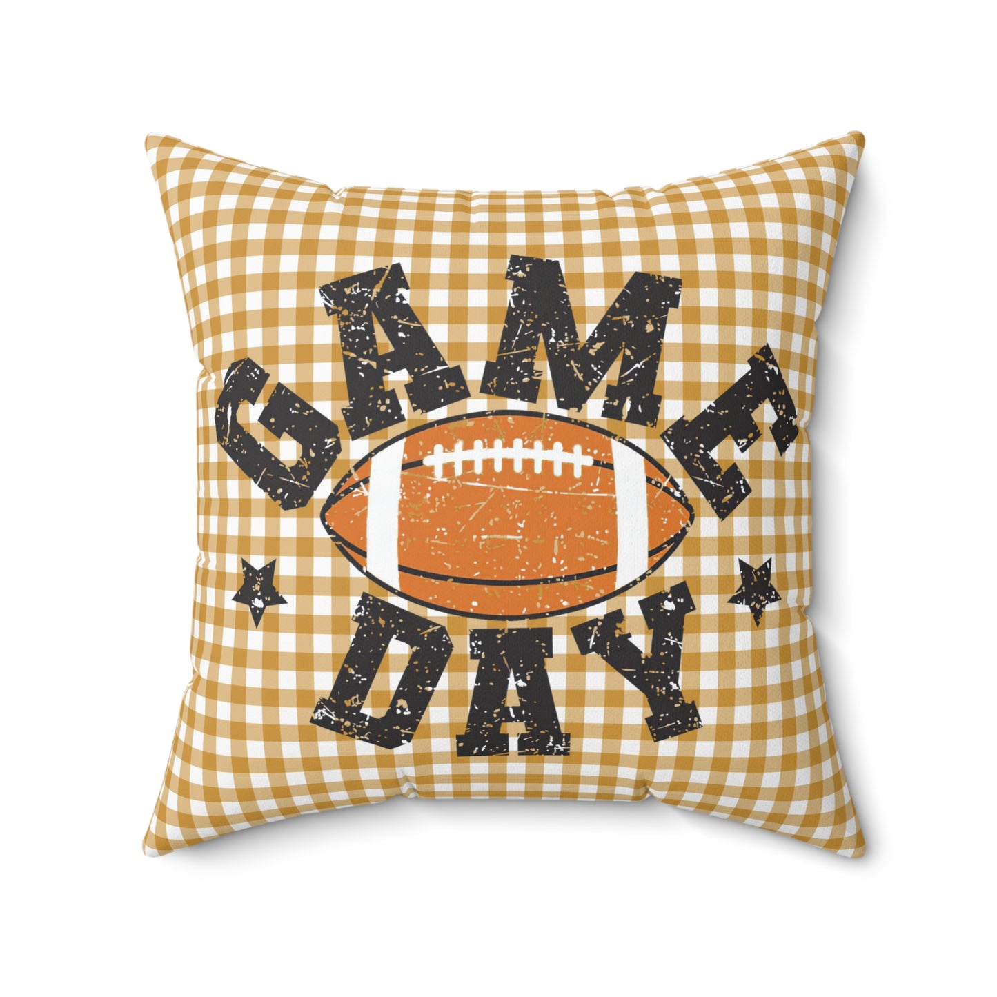 Game Day Football Brown Checkerboard Fall/ Halloween Spun Polyester Square Pillow