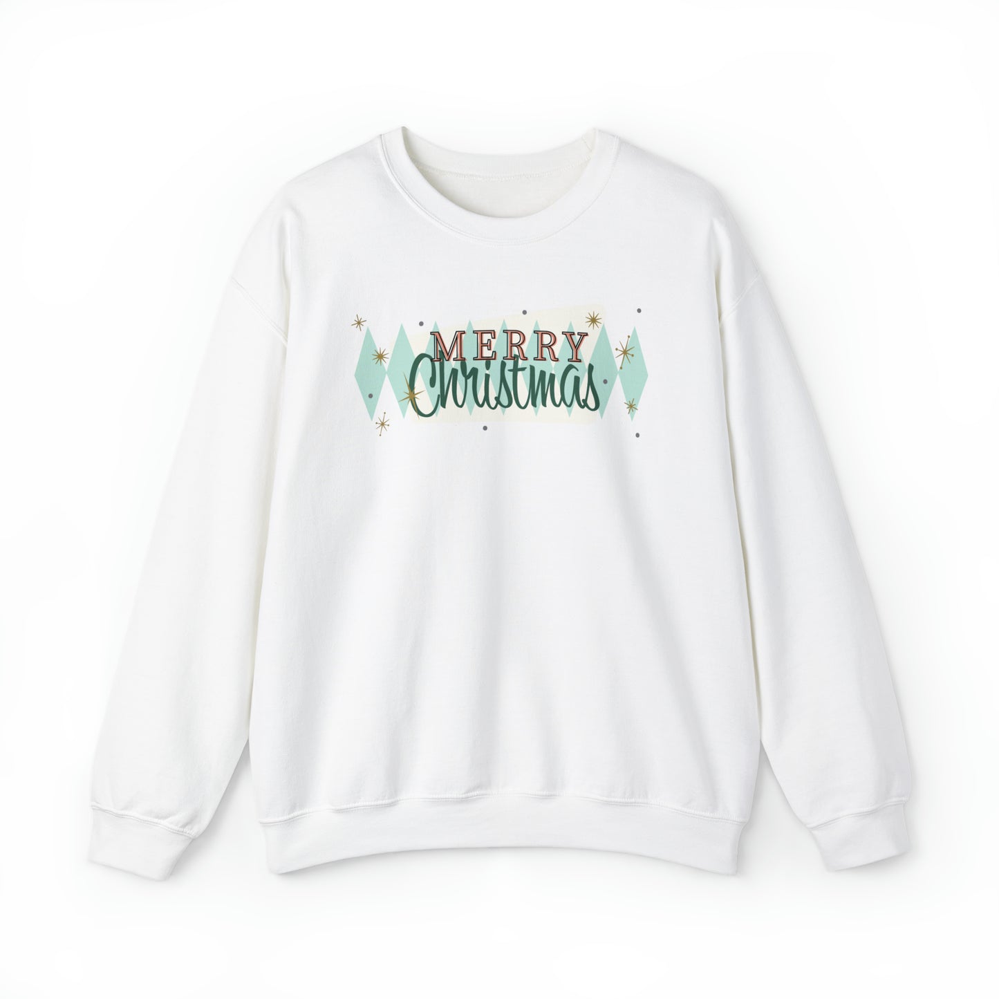 Merry Christmas Diamond Diner Pattern Holiday Unisex Heavy Blend™ Crewneck Sweatshirt