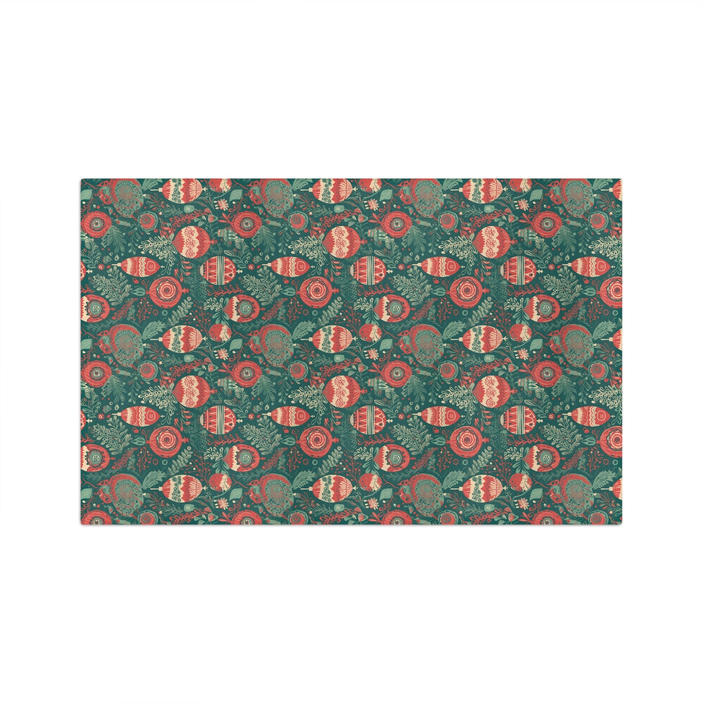 Green Christmas Ornament Print/ Holiday Soft Tea Towel