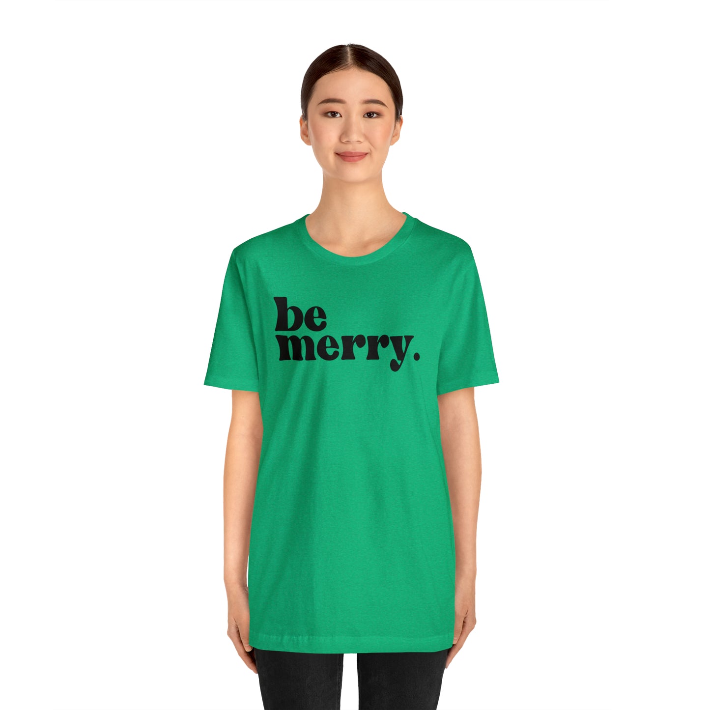 Be Merry Christmas/ Holiday Bella Jersey Short Sleeve Tee (Unisex)