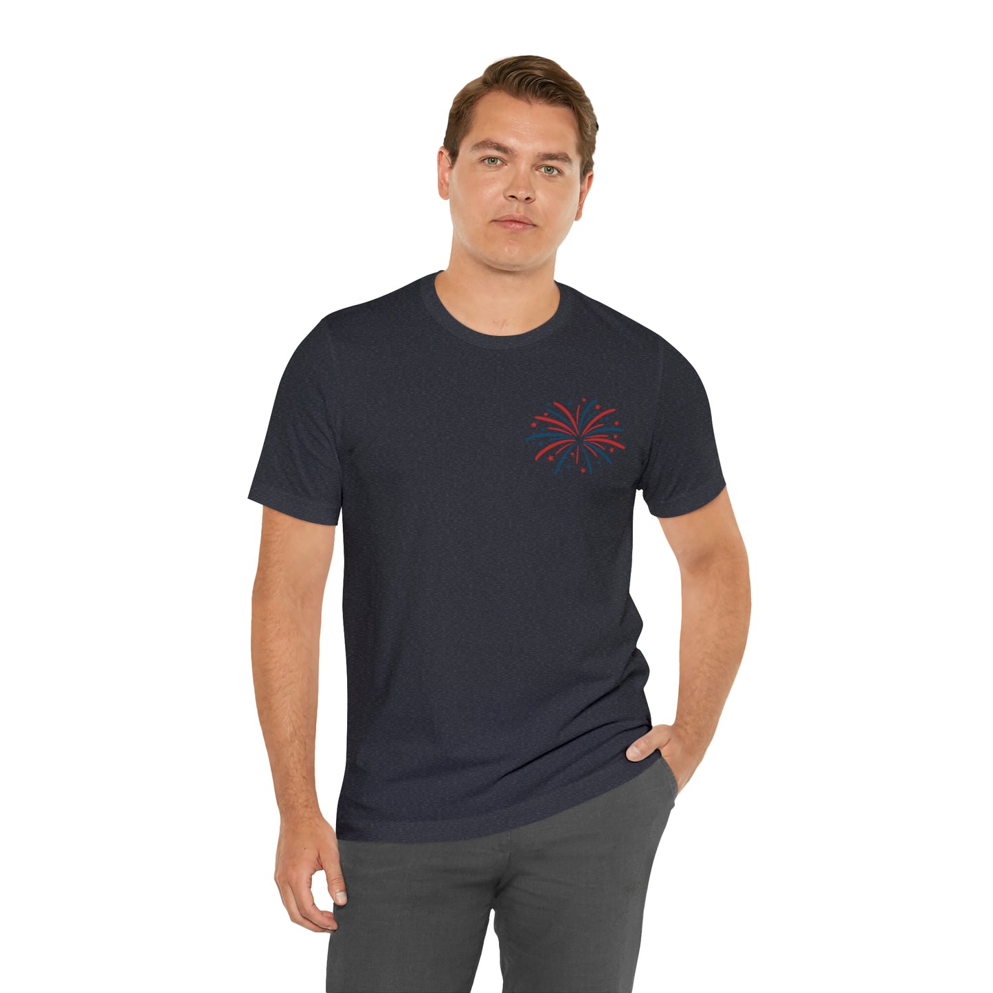 "Land of the Free Because of the Brave" Unisex Jersey Short Sleeve Tee (Front and Back Design)