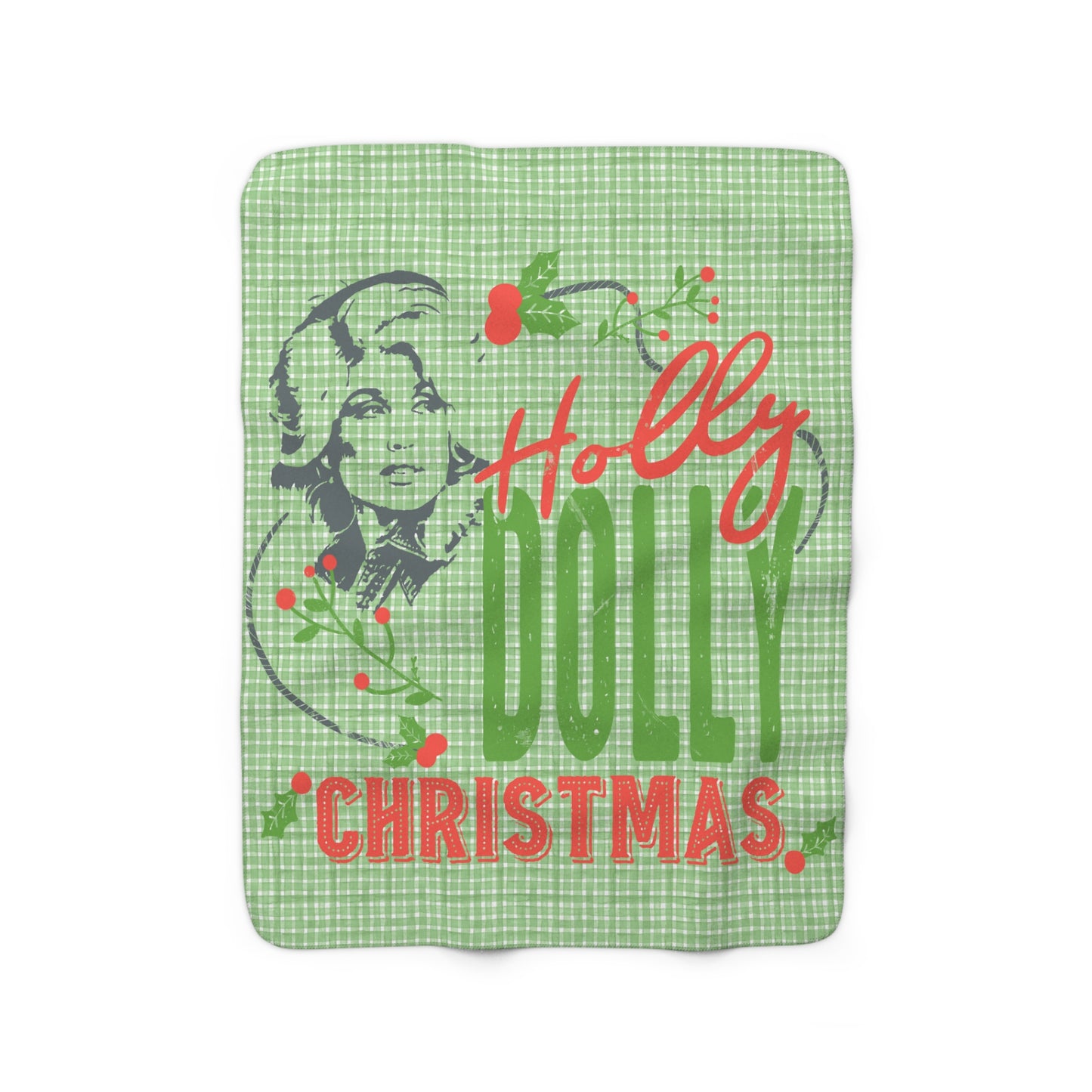 Holly Dolly Christmas Sherpa Fleece Blanket