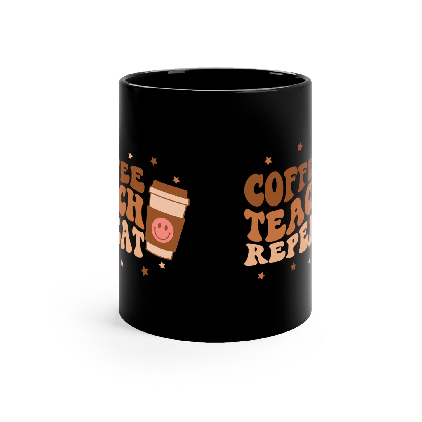 Coffee Teach Repeat Christmas 11oz Black Mug