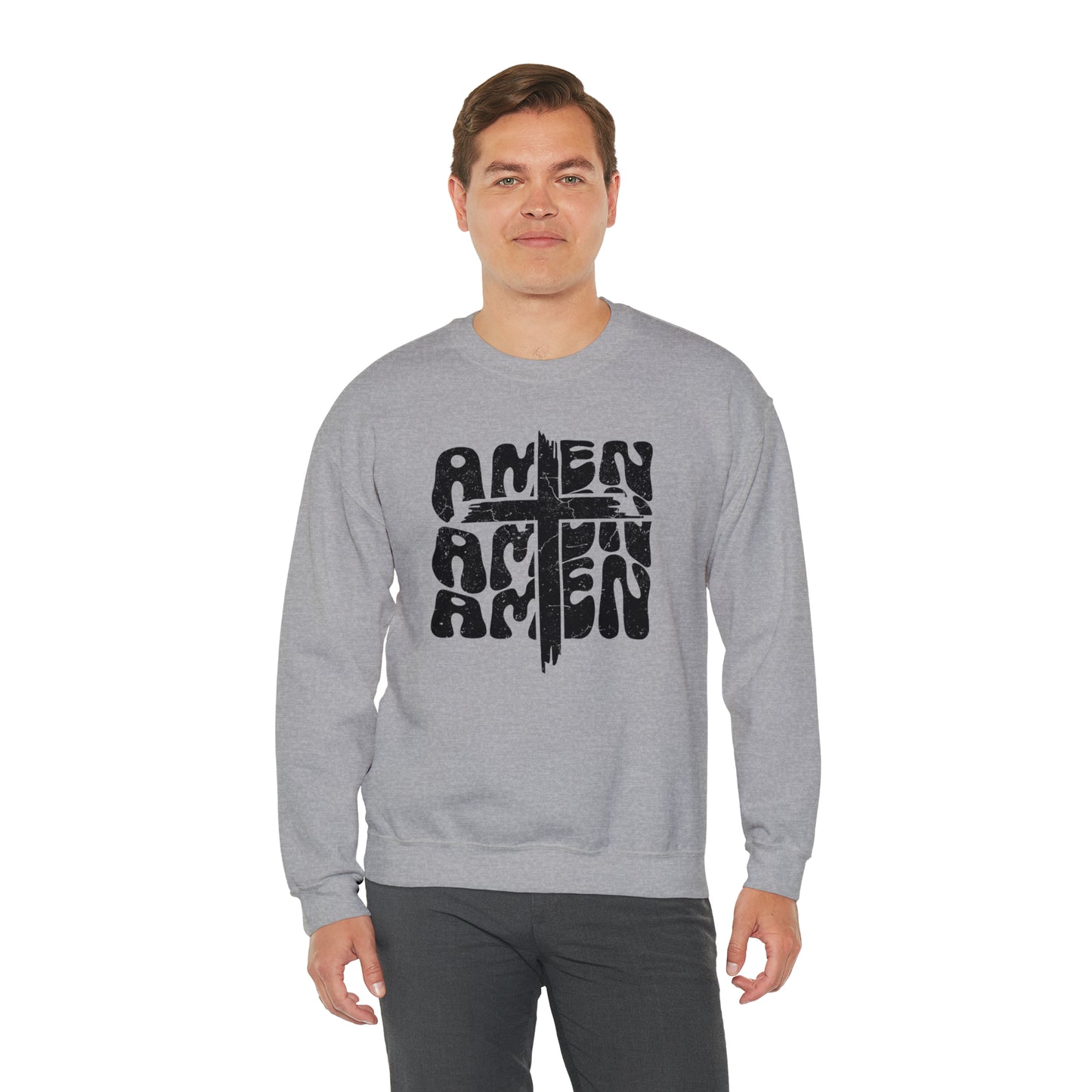 Amen Amen Amen with Cross Design Heavy Blend™ Crewneck Sweatshirt