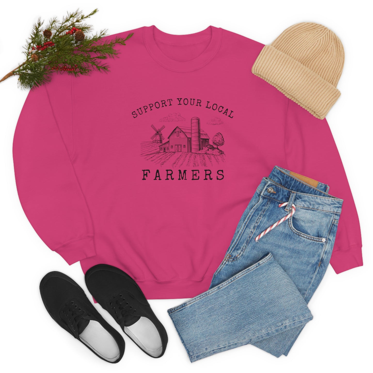 "Support Your Local Farmers - Wide Scene" - Unisex Heavy Blend™ Crewneck Sweatshirt