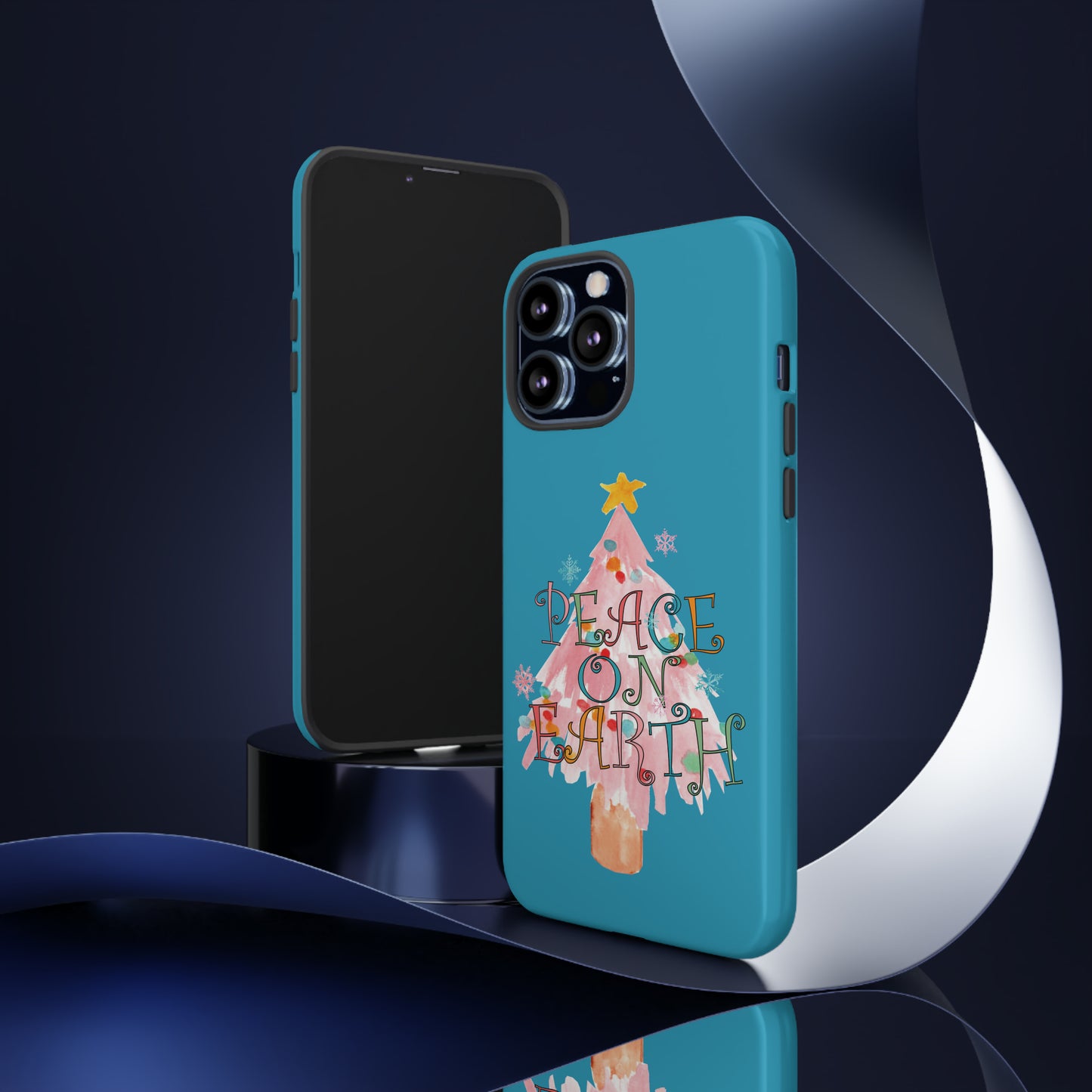 Peace on Earth Christmas/ Holiday Apple iPhone Tough Cases - Turquoise