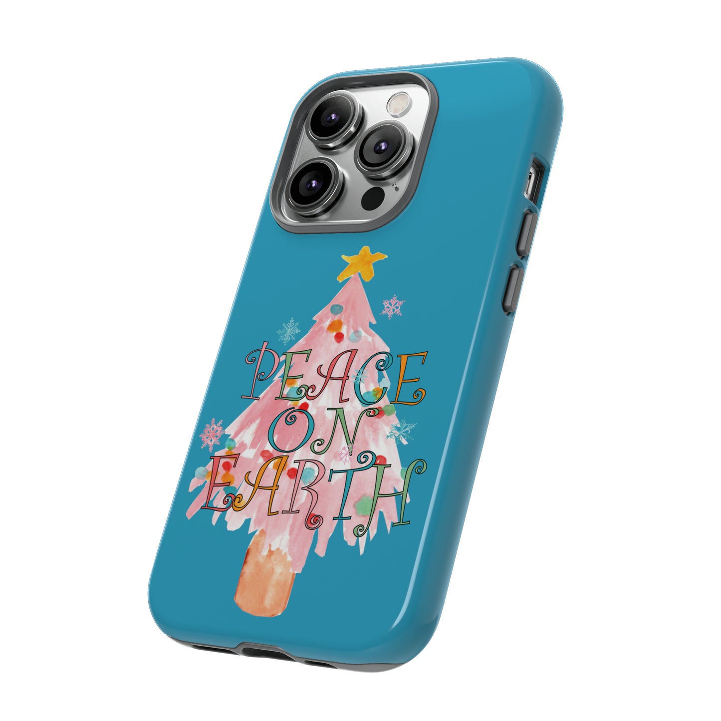 Peace on Earth Christmas/ Holiday Apple iPhone Tough Cases - Turquoise
