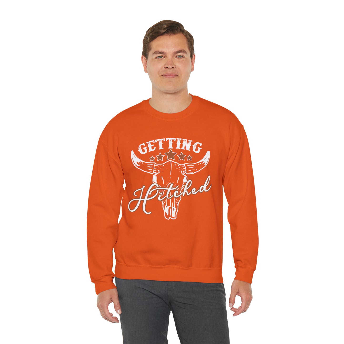 Vintage Getting Hitched Bride Unisex Heavy Blend™ Crewneck Sweatshirt - White Ink