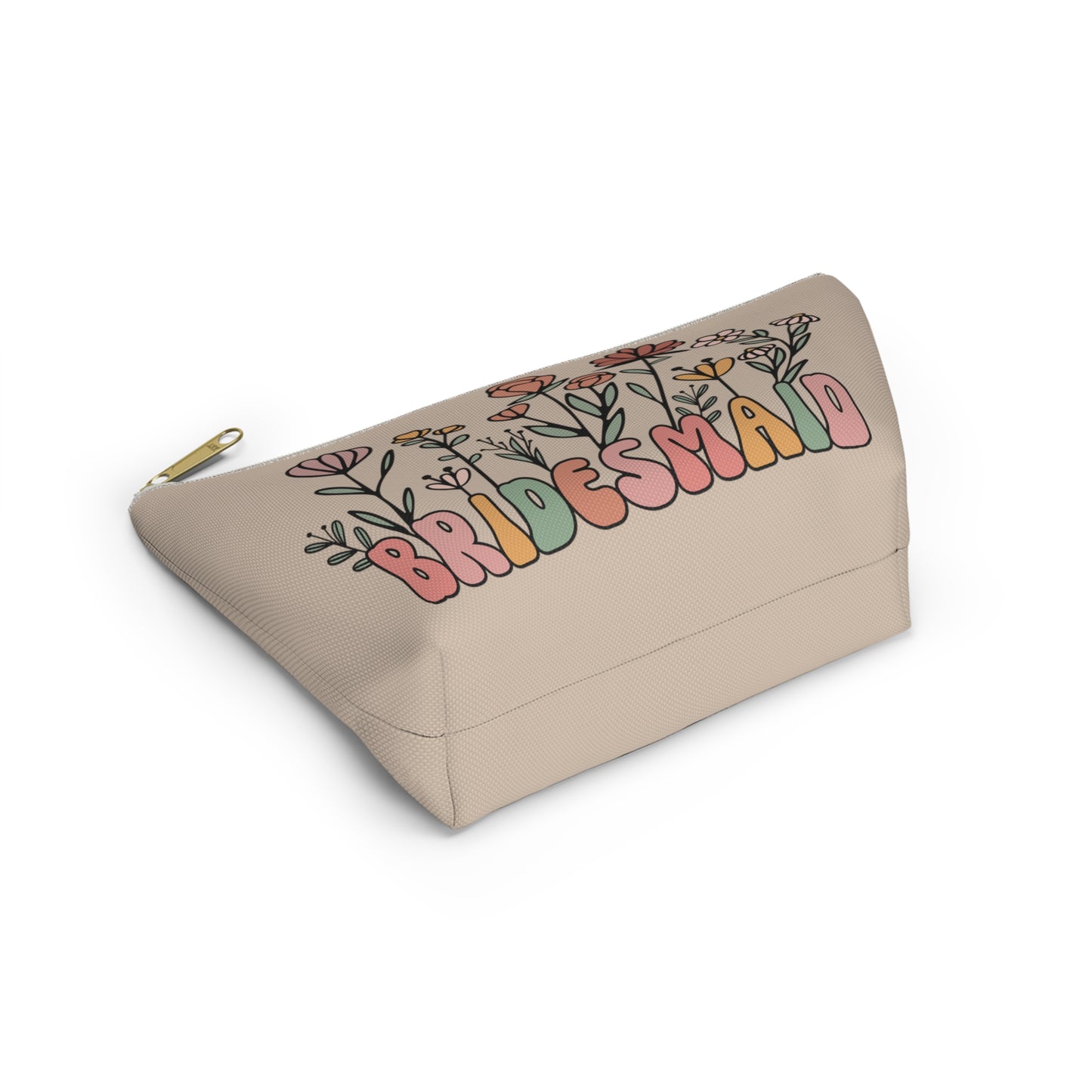 Retro Boho Bridesmaid Floral Print Design Accessory Pouch w T-bottom