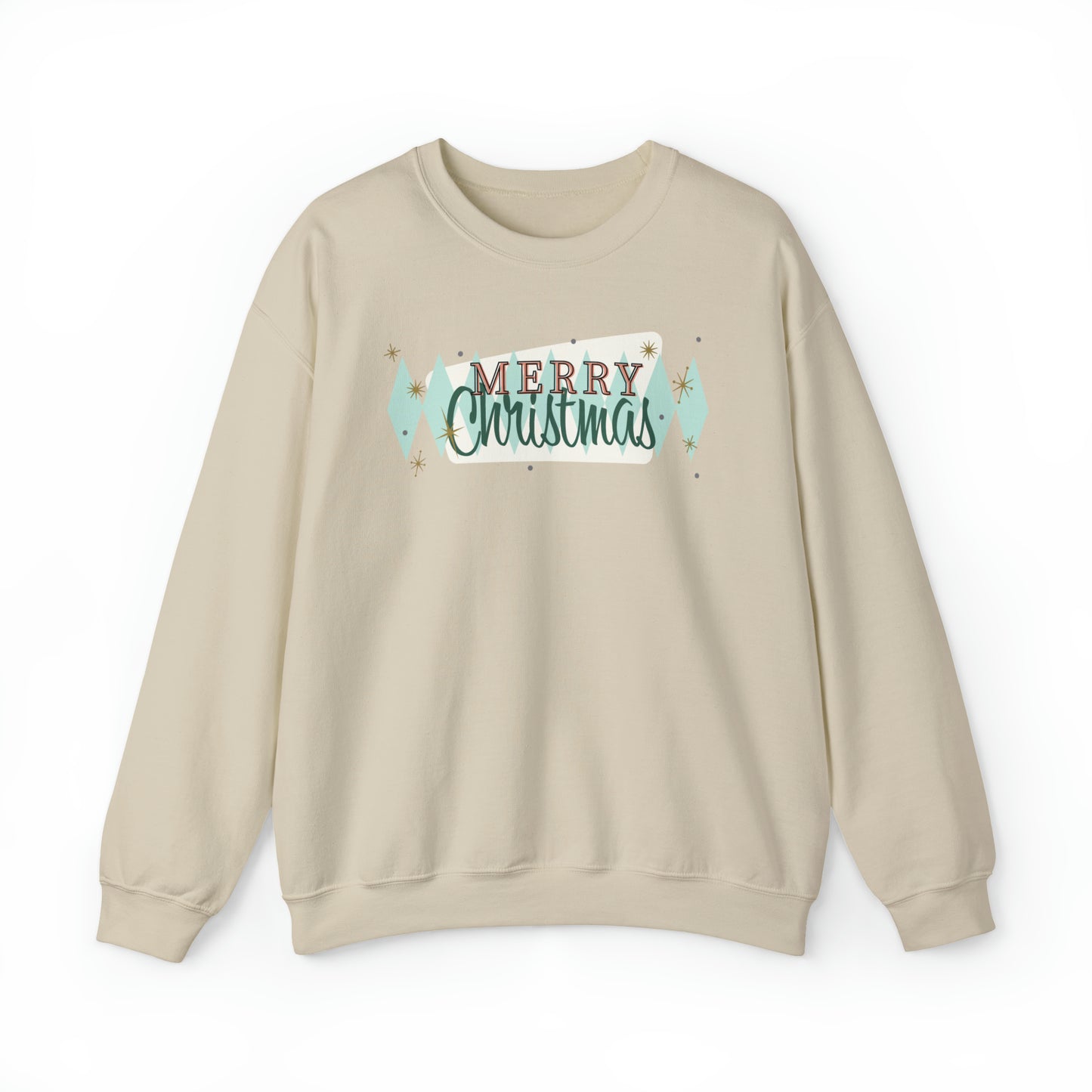 Merry Christmas Diamond Diner Pattern Holiday Unisex Heavy Blend™ Crewneck Sweatshirt