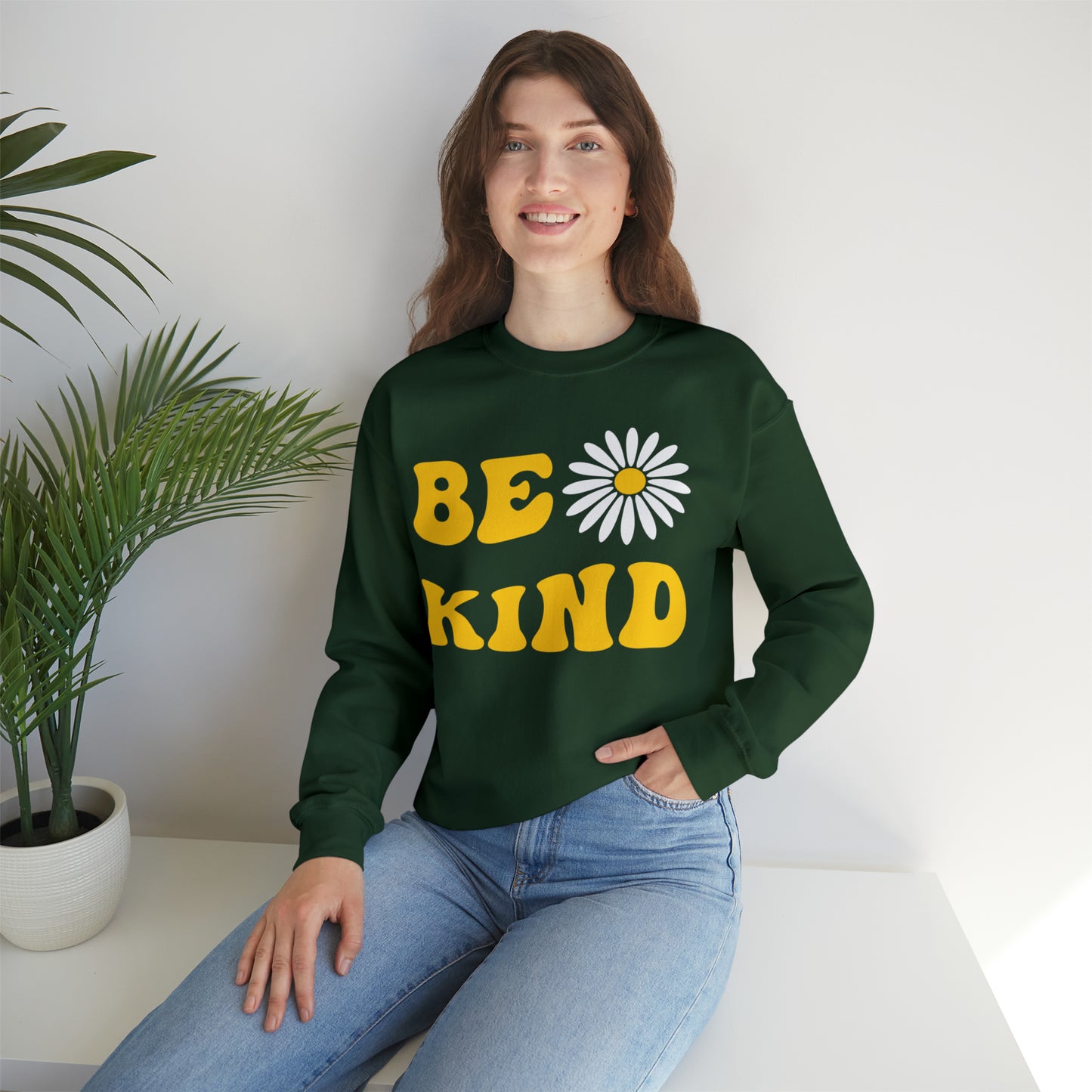 Be Kind Yellow Sunflower Unisex Heavy Blend™ Crewneck Sweatshirt