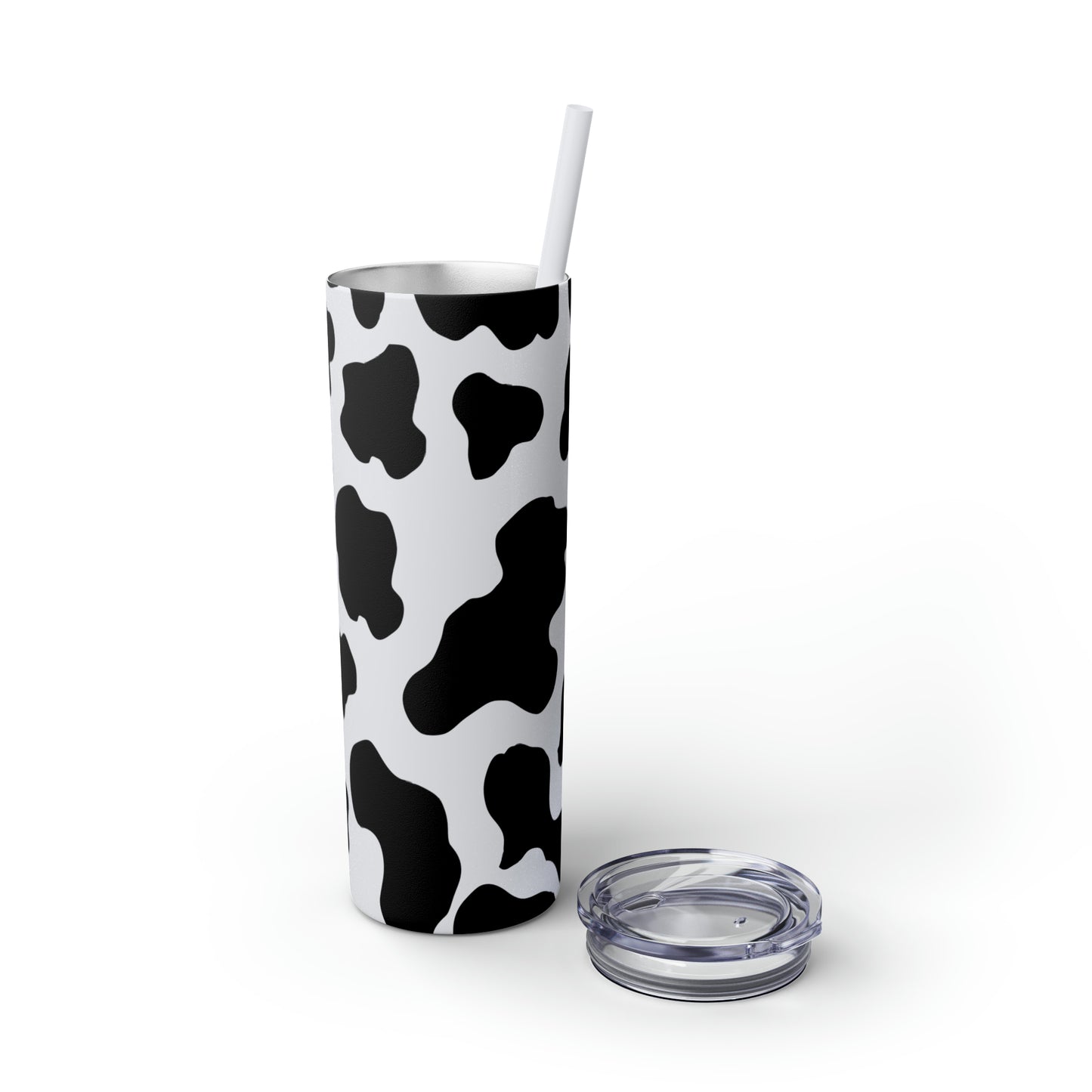 Country Cow Print Skinny Tumbler with Straw, 20oz
