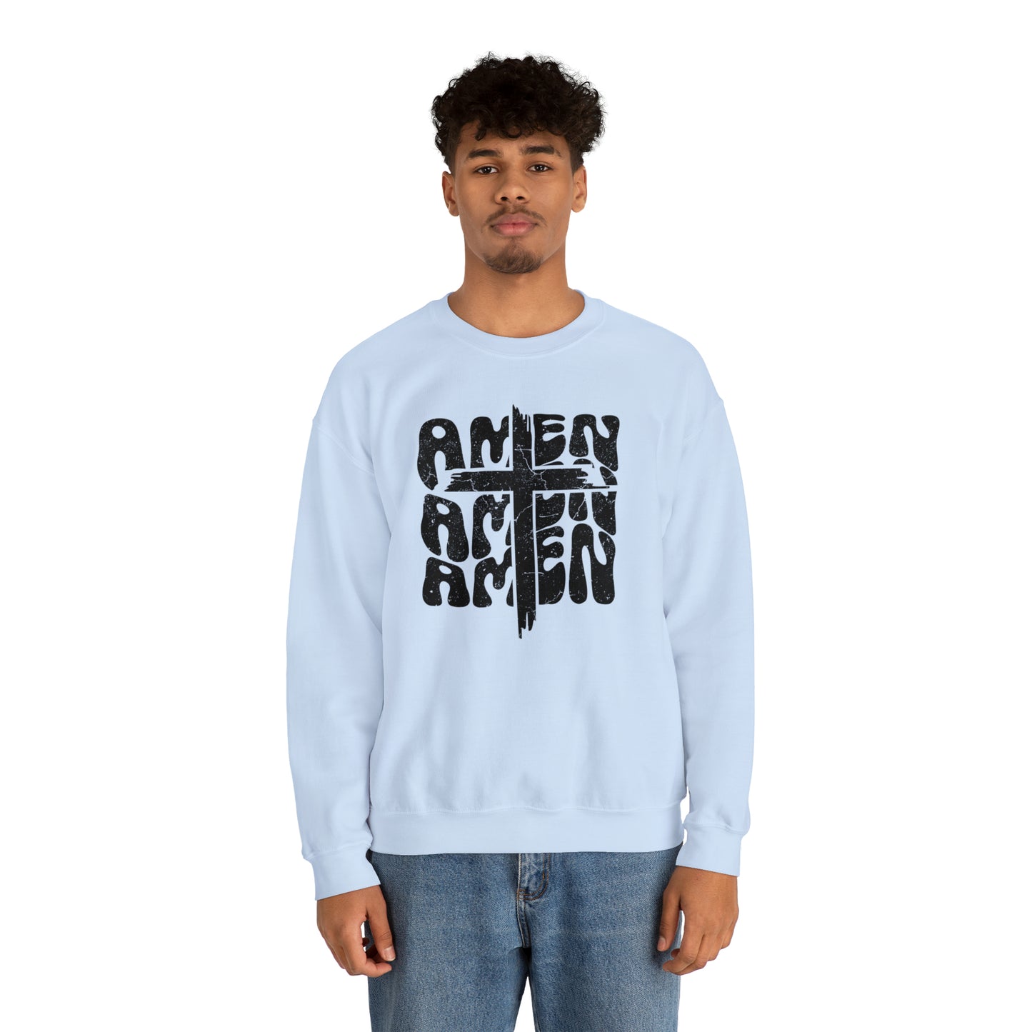 Amen Amen Amen with Cross Design Heavy Blend™ Crewneck Sweatshirt