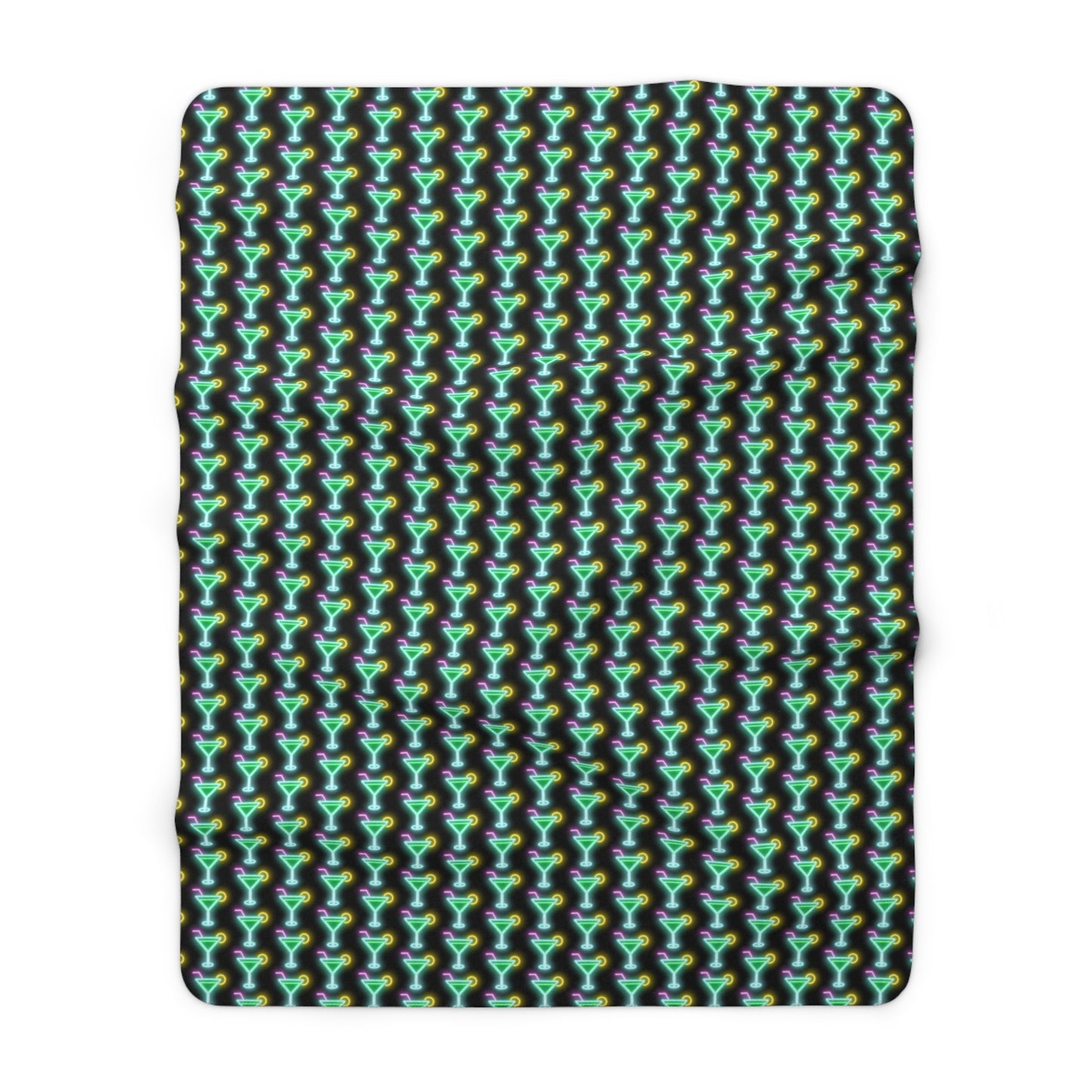 Party Birthday Drink Neon Cocktail Pattern Design Sherpa Fleece Blanket