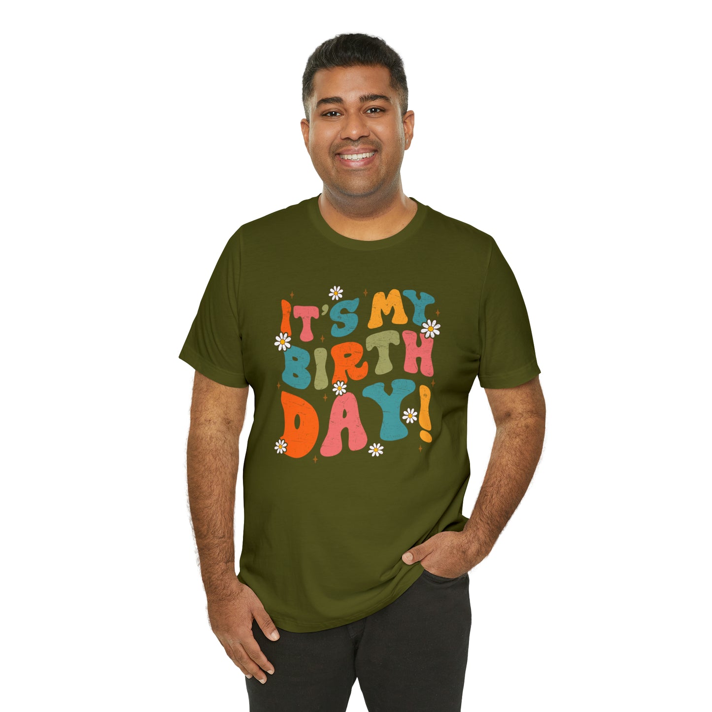 Distressed It's My Birthday Colorful Daisy T-Shirt