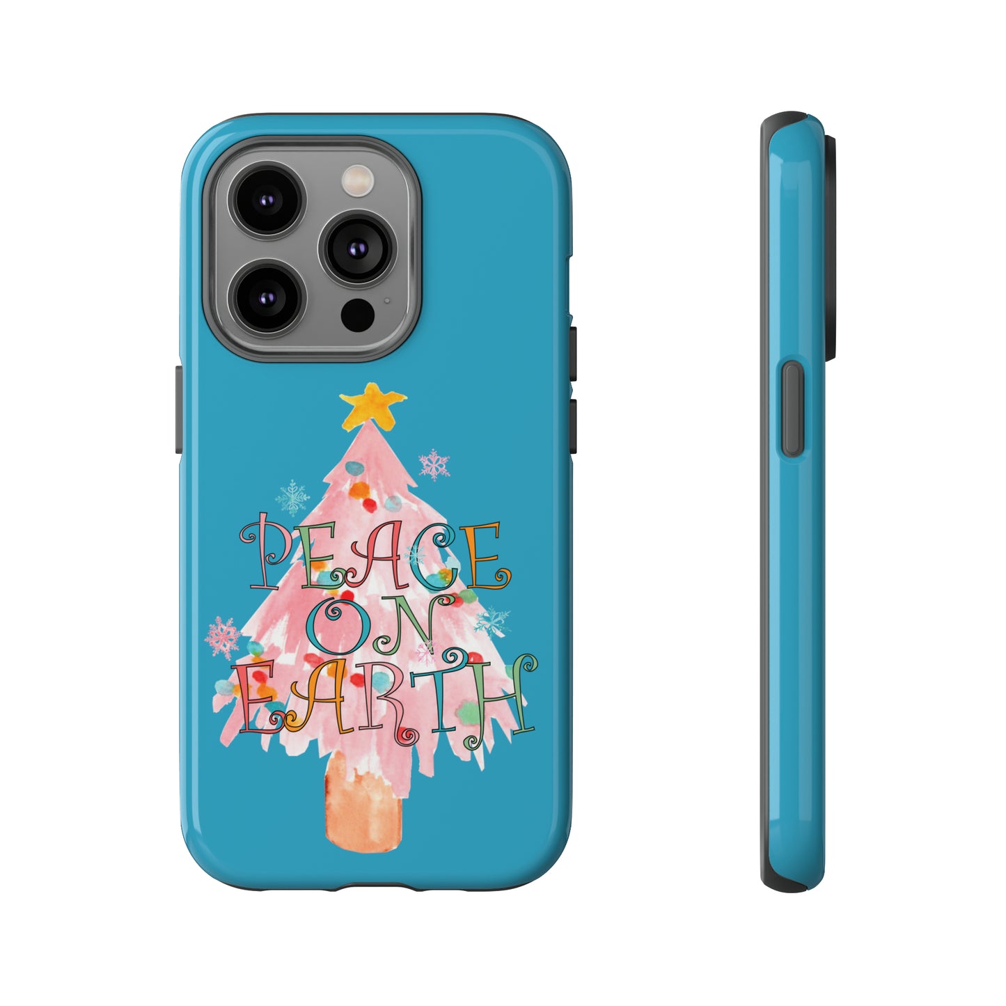 Peace on Earth Christmas/ Holiday Apple iPhone Tough Cases - Turquoise