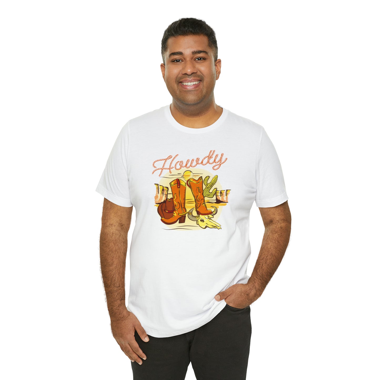 "Rope Howdy with boots" Unisex Jersey Short Sleeve Tee
