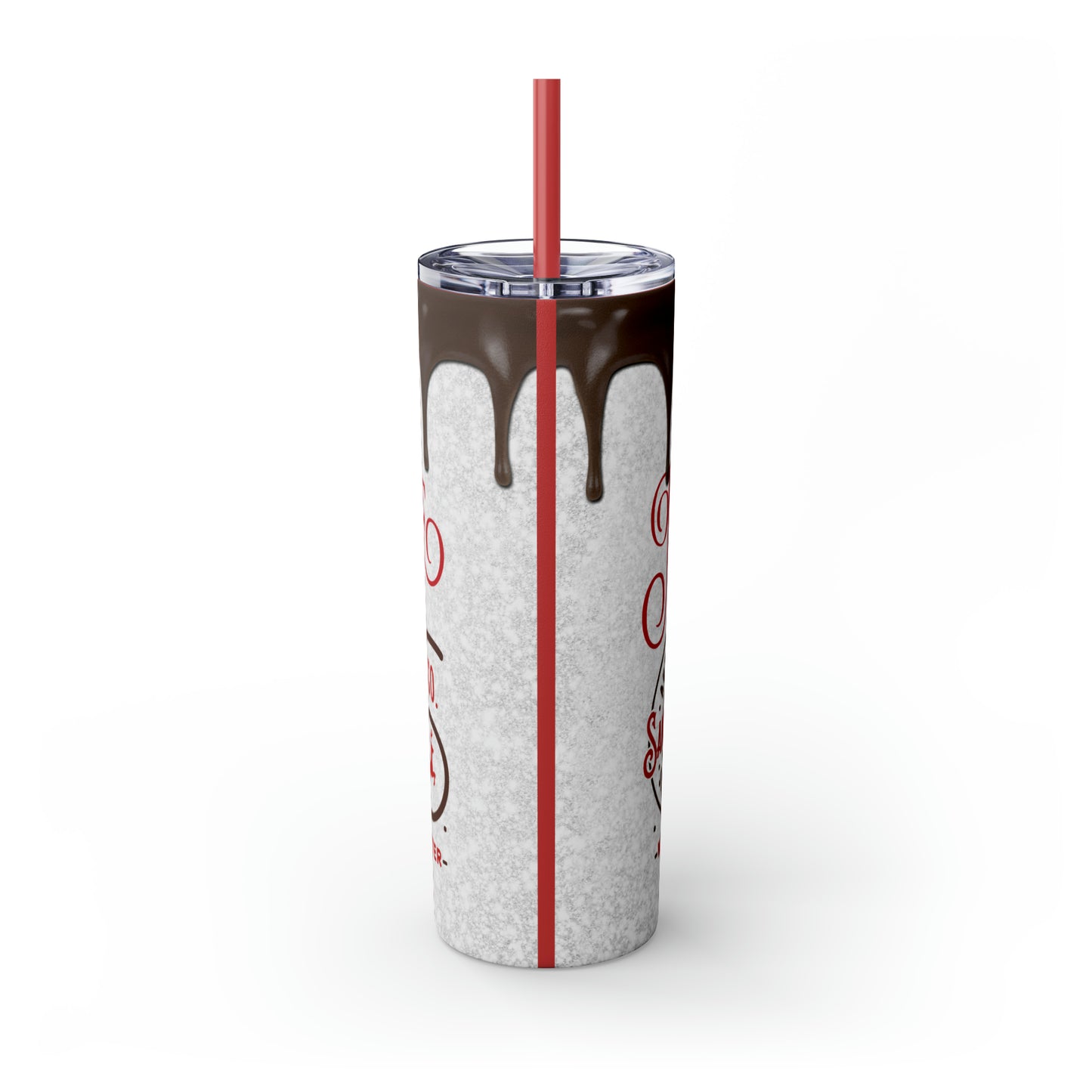 North Pole Santa Claus Hot Chocolate Co. Christmas/ Holiday Skinny Tumbler with Straw, 20oz