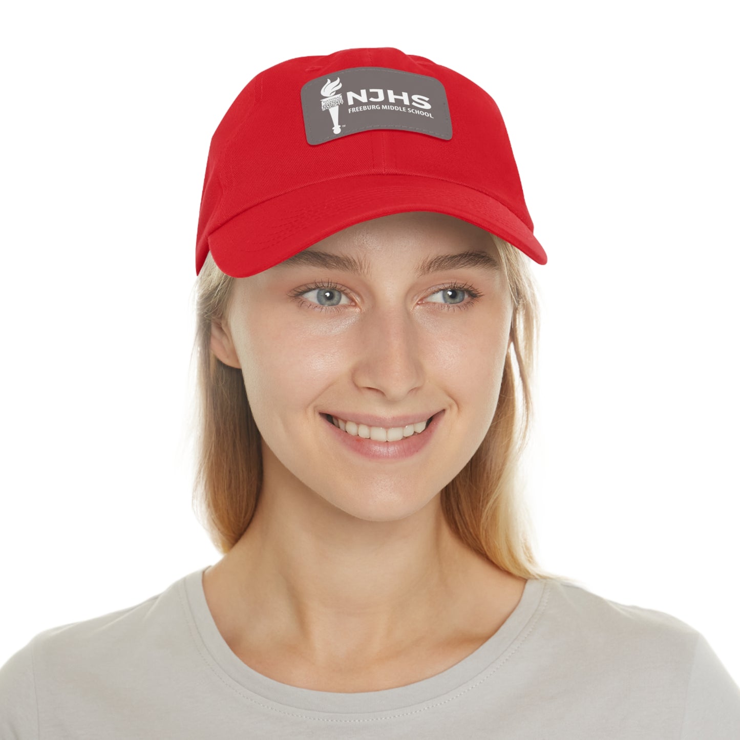 Freeburg Middle School White Torch Hat with Leather Patch