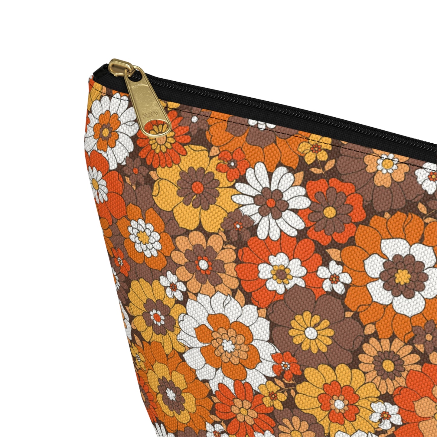 Rustic Retro Floral Print Design  Accessory Pouch w T-bottom