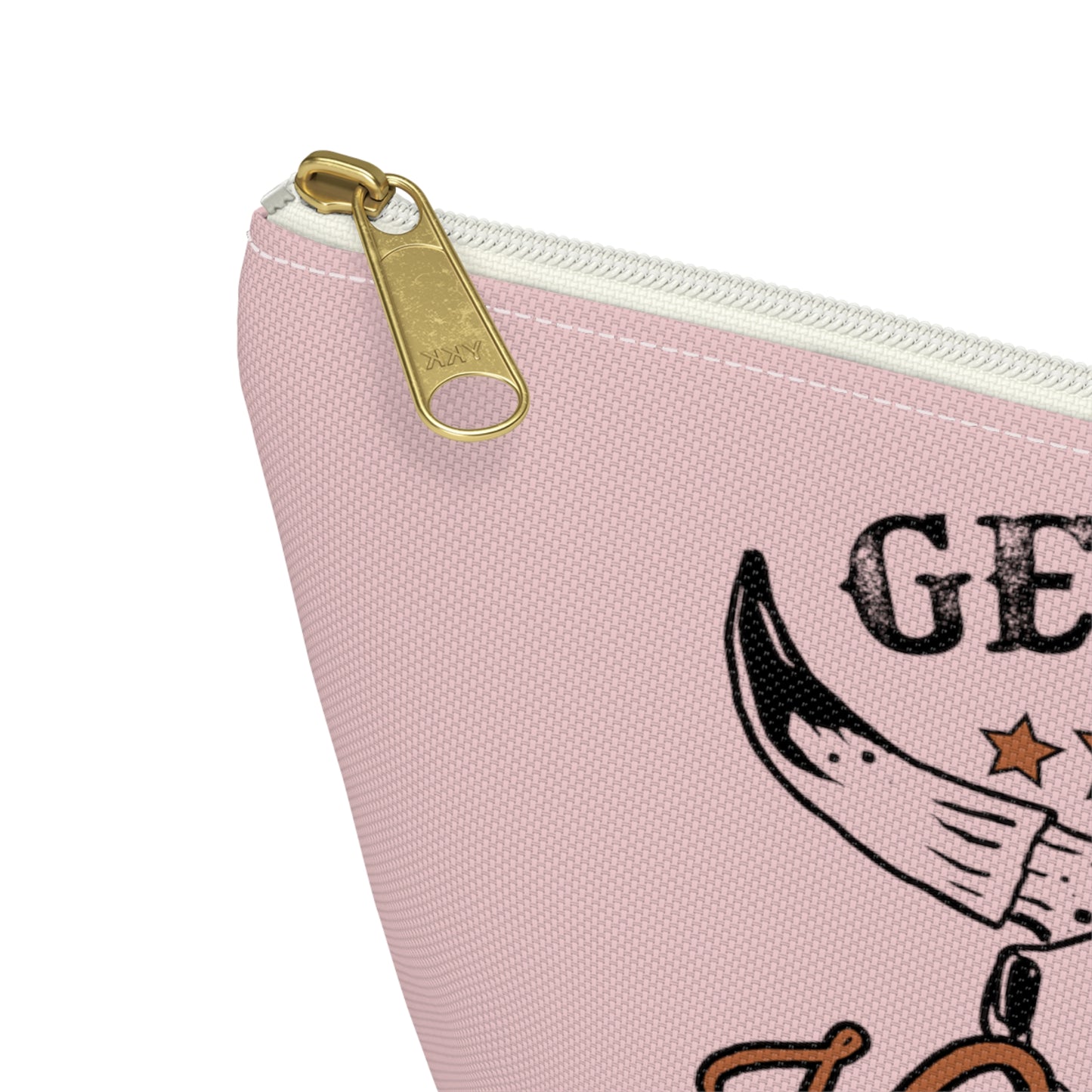 Rustic Country Light Pink Getting Hitched Print Design Accessory Pouch w T-bottom