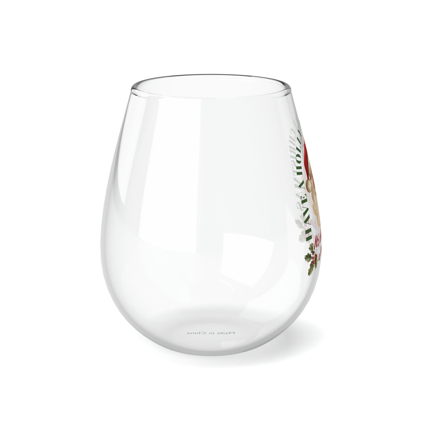 Have a Holly Jolly Christmas Arched Classic Santa Stemless Wine/ Glass, 11.75oz