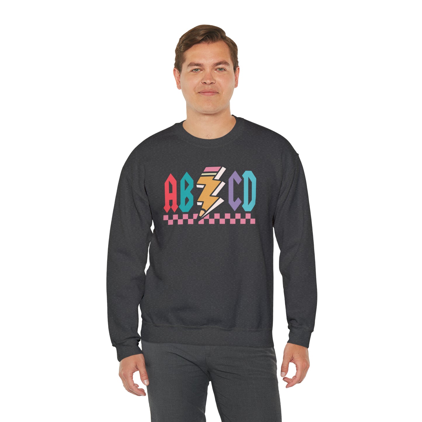 Vintage ABCD Rock and Roll Teacher Heavy Blend™ Crewneck Sweatshirt
