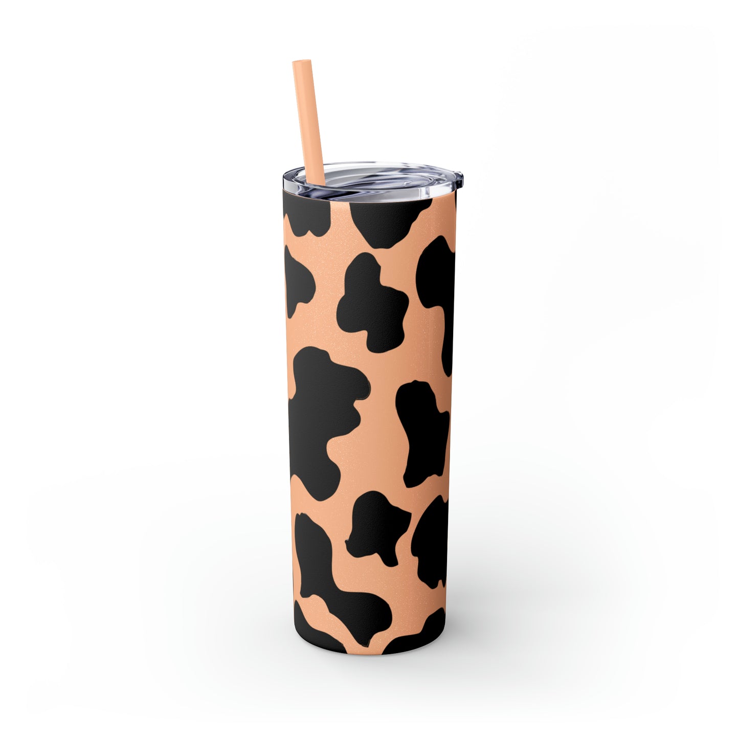 Country Cow Print Skinny Tumbler with Straw, 20oz