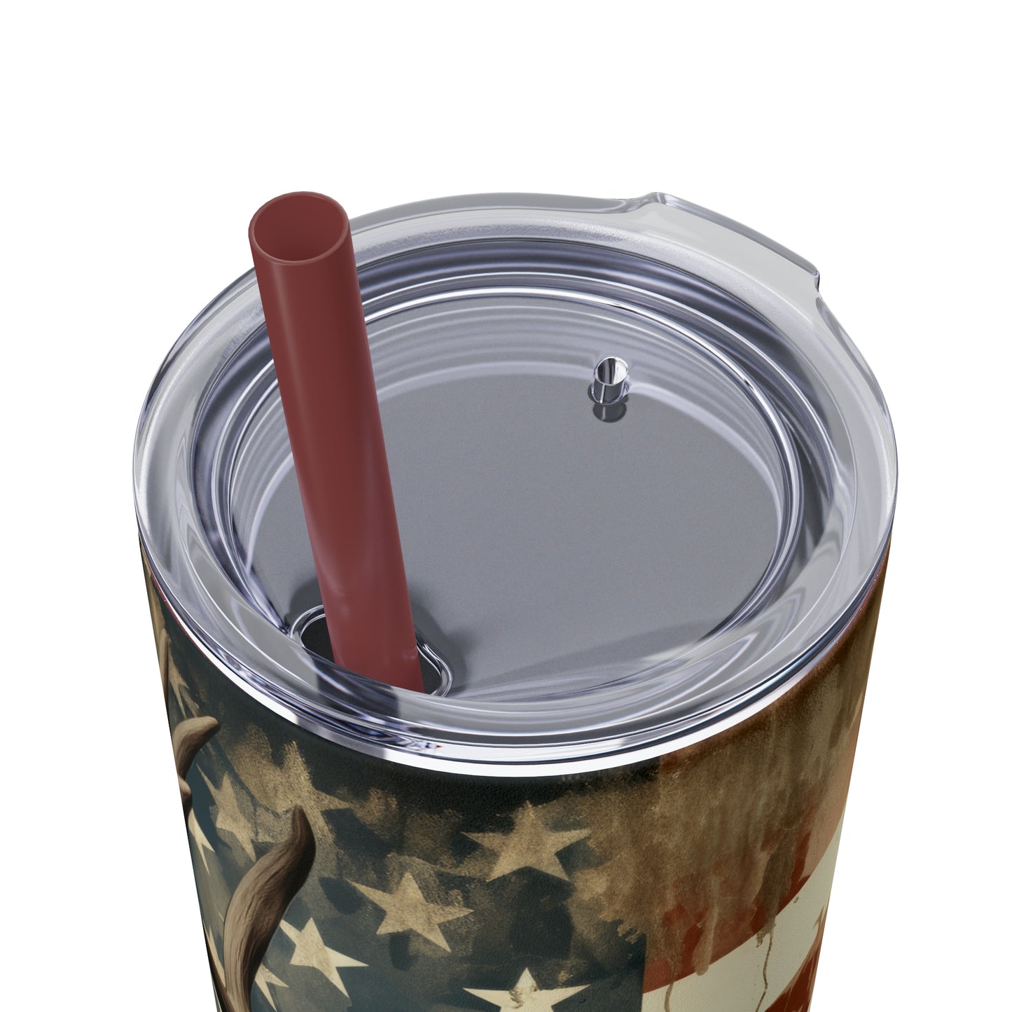 American Deer Hunting Skinny Tumbler with Straw, 20oz