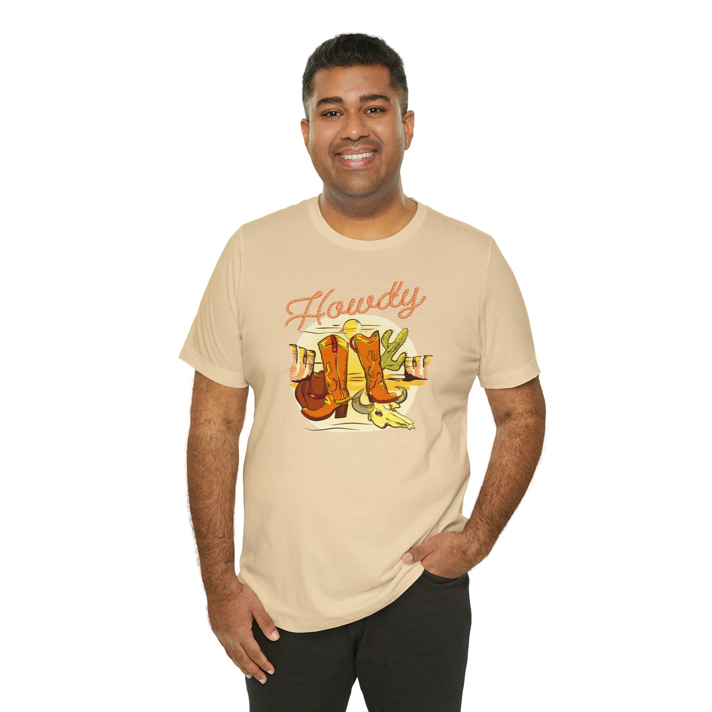 "Rope Howdy with boots" Unisex Jersey Short Sleeve Tee