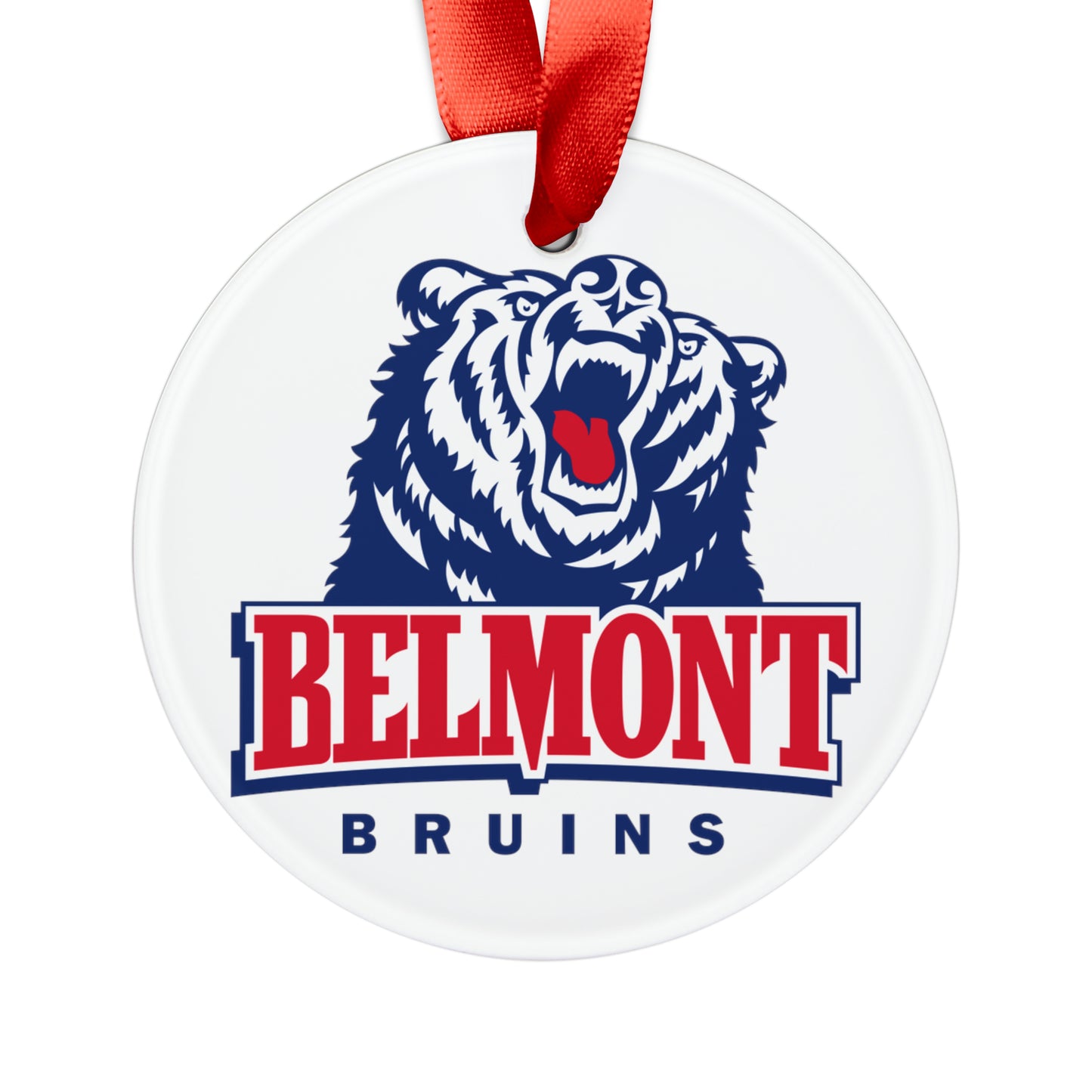 Belmont Bruins Ornament with Ribbon - White