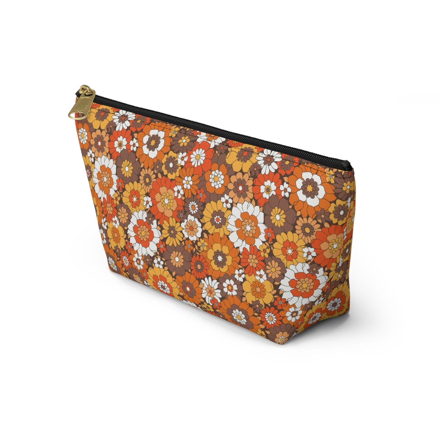 Rustic Retro Floral Print Design  Accessory Pouch w T-bottom
