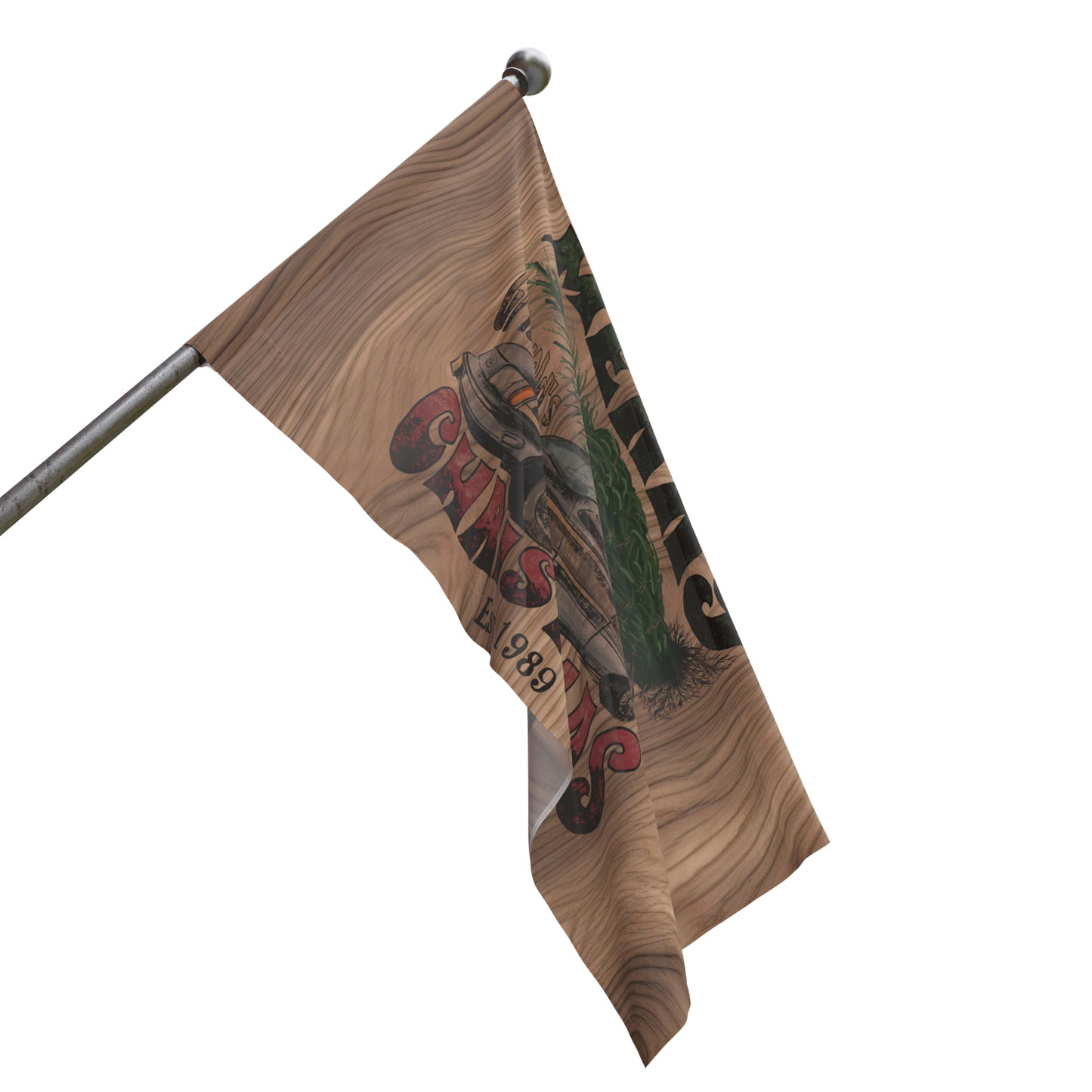 Distressed Merry Griswold's Christmas Tree Station Wagon Holiday Wooden Print Flag