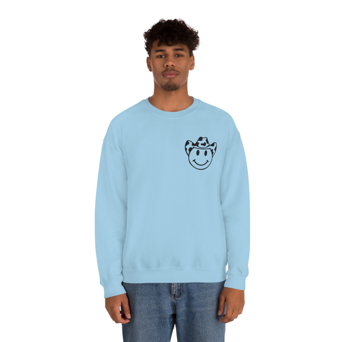 "Smiley Face HOWDY" (Front and Back Design) - Unisex Heavy Blend™ Crewneck Sweatshirt