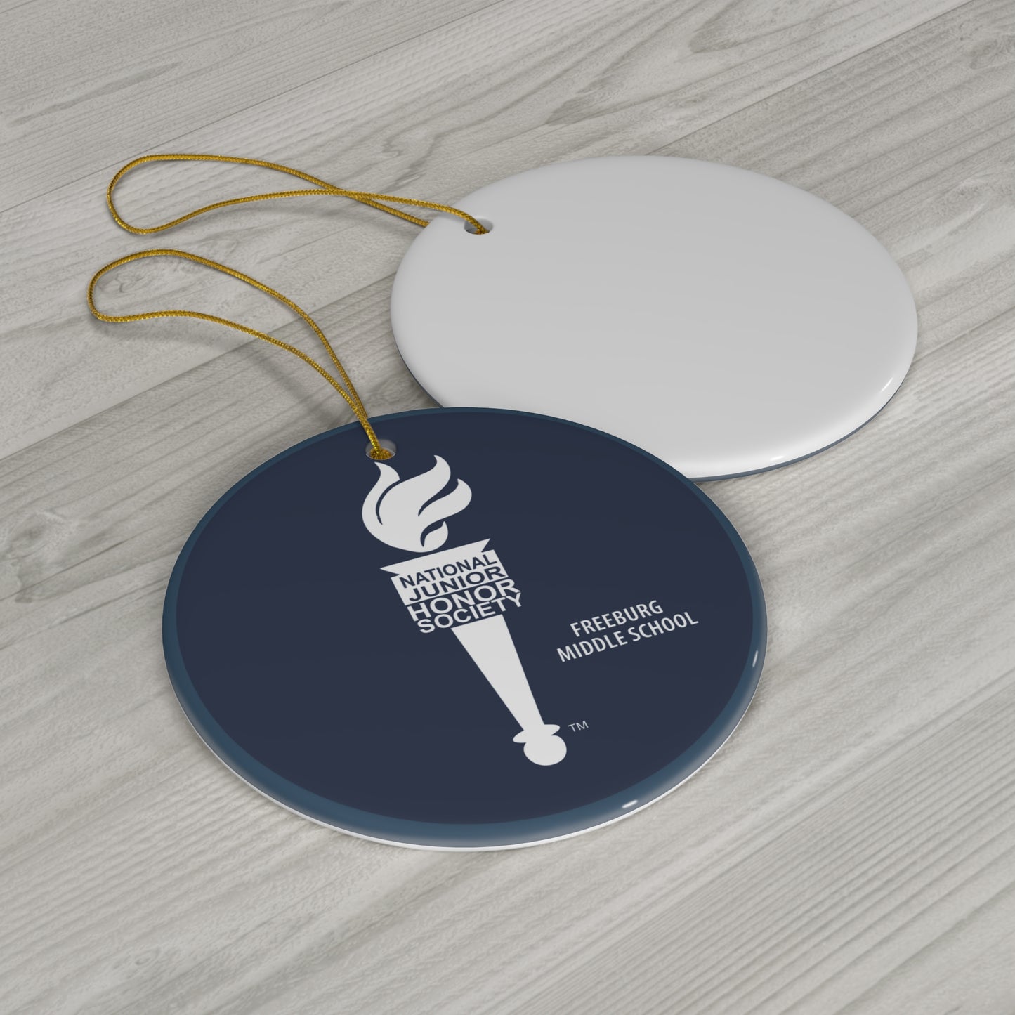 NJHS Navy Torch Ceramic Ornament, 4 Shapes