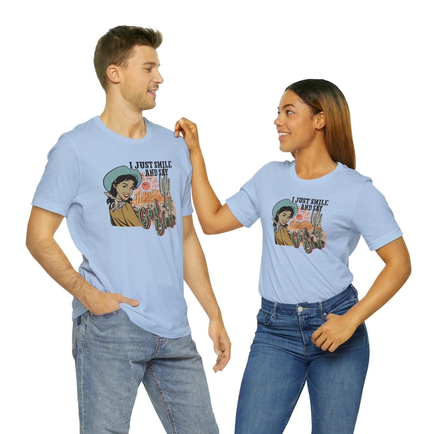 Vintage I just Smile and Say God Bless Unisex Jersey Short Sleeve Tee