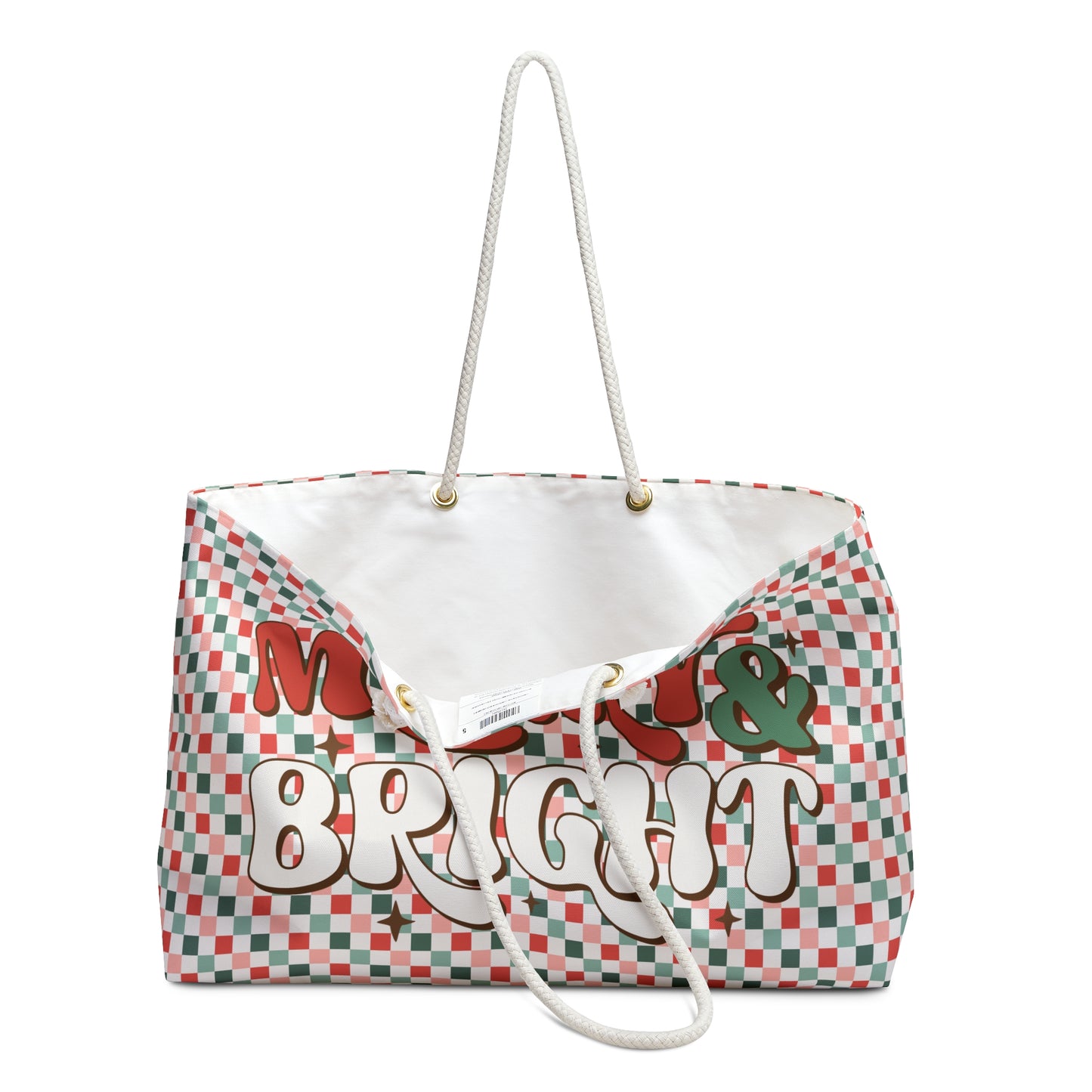 Merry and Bright Christmas Holiday Weekender Bag