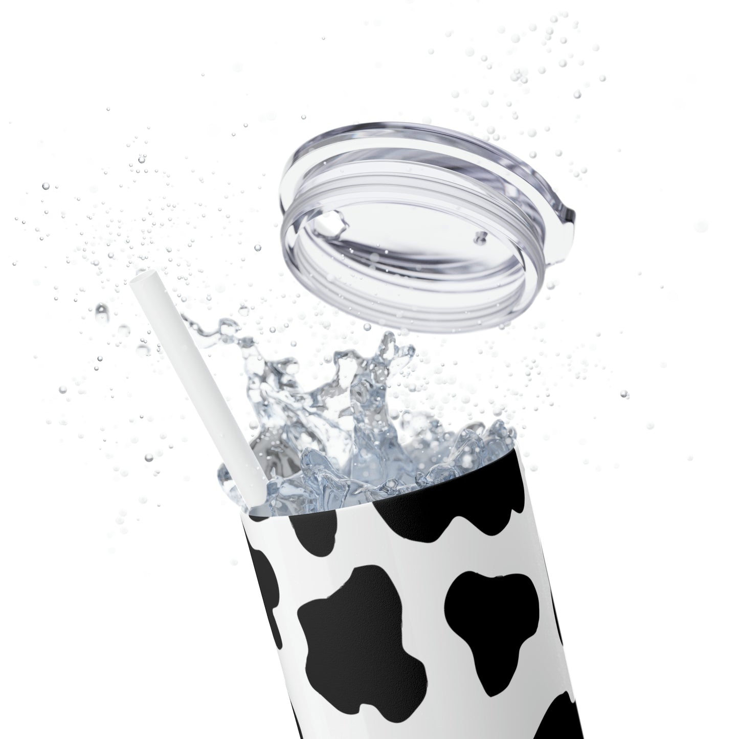 Country Cow Print Skinny Tumbler with Straw, 20oz