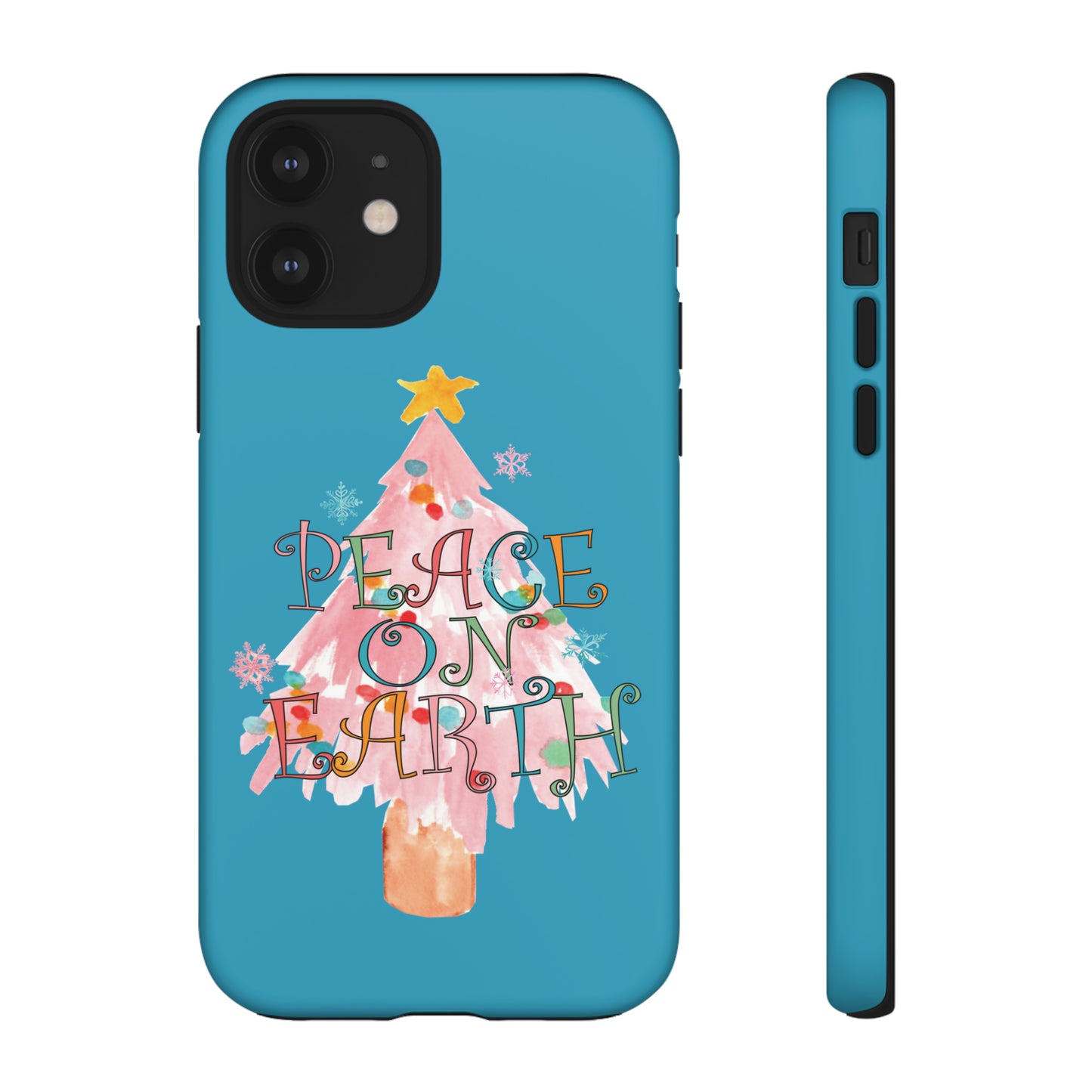 Peace on Earth Christmas/ Holiday Apple iPhone Tough Cases - Turquoise
