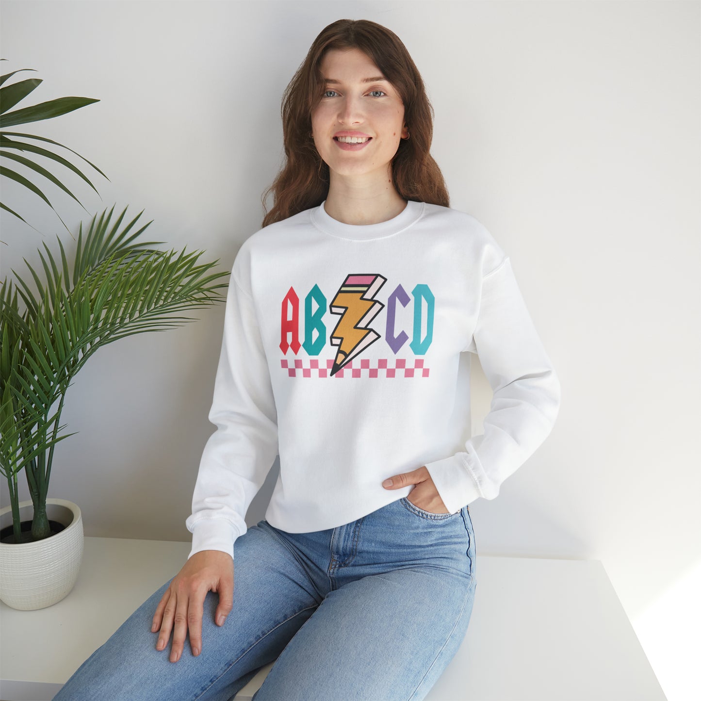 Vintage ABCD Rock and Roll Teacher Heavy Blend™ Crewneck Sweatshirt