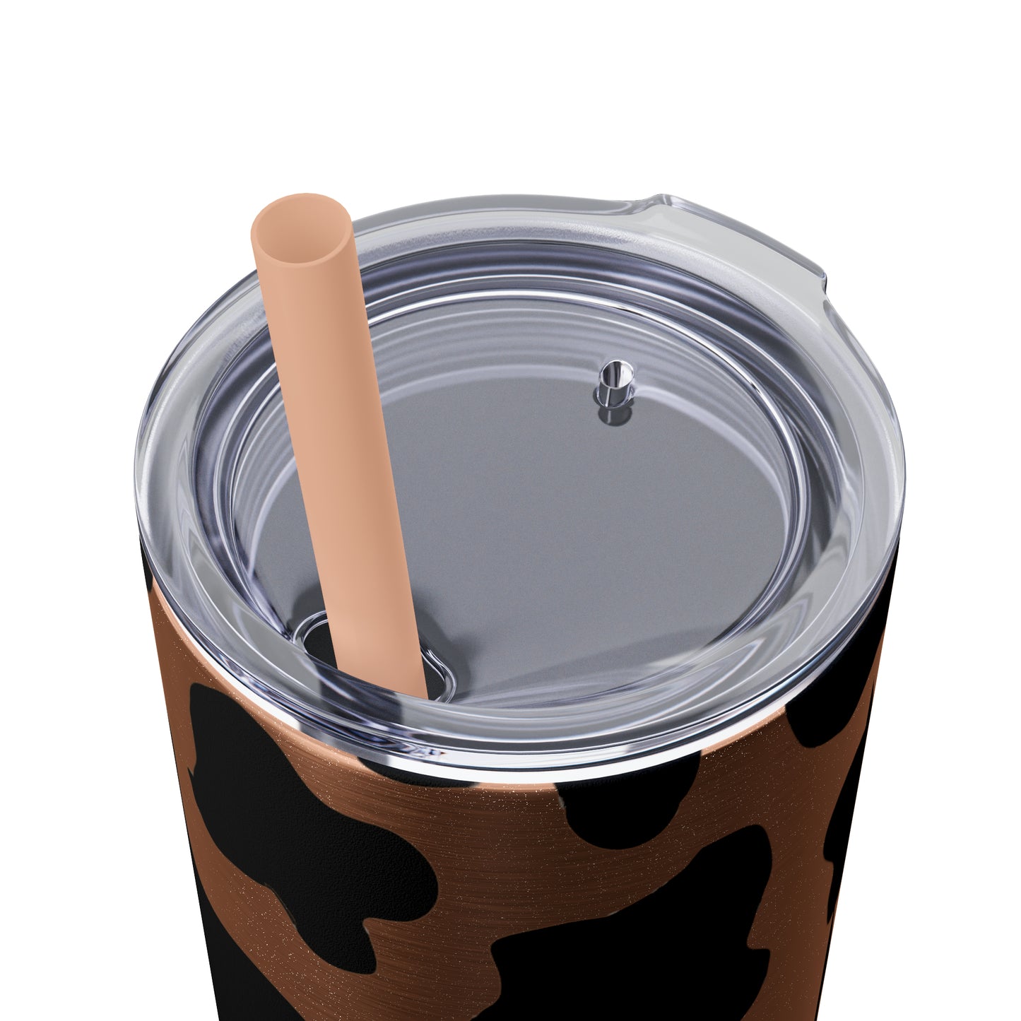 Country Cow Print Skinny Tumbler with Straw, 20oz