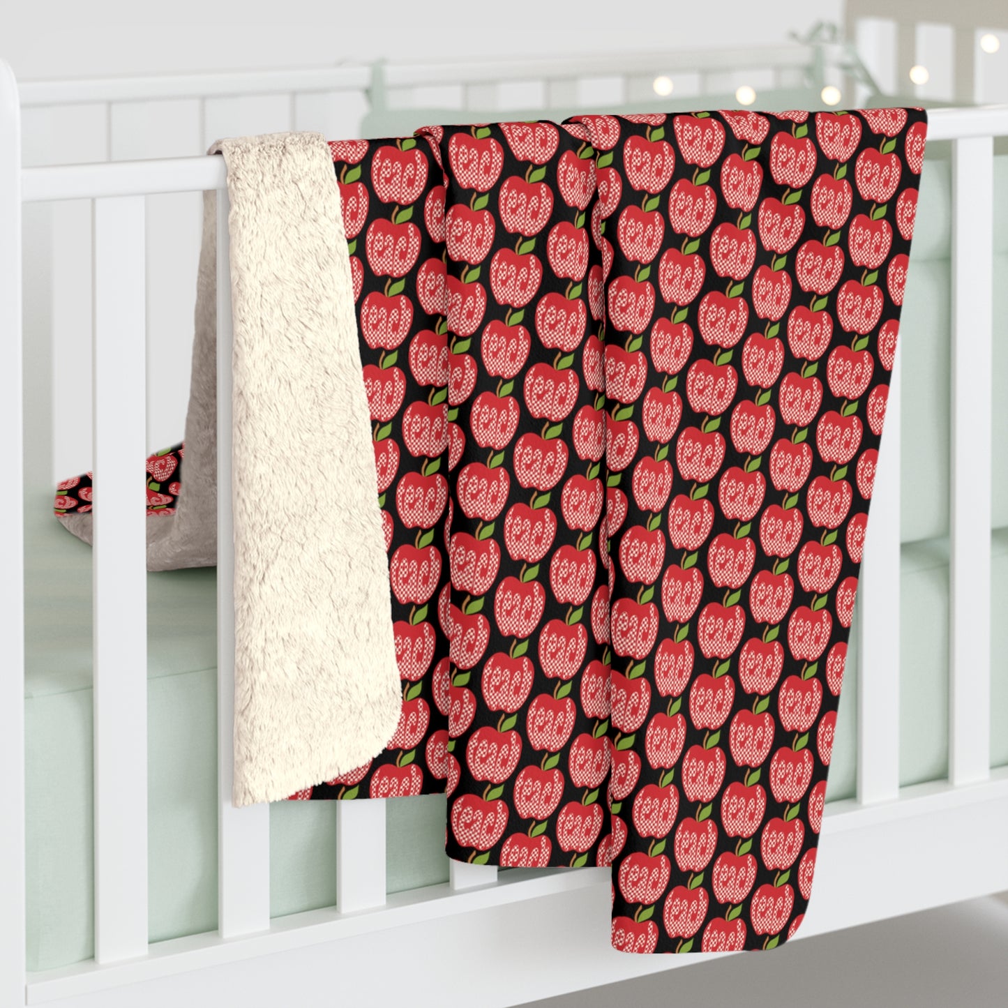 Red Apple Teach Pattern Design Sherpa Fleece Blanket