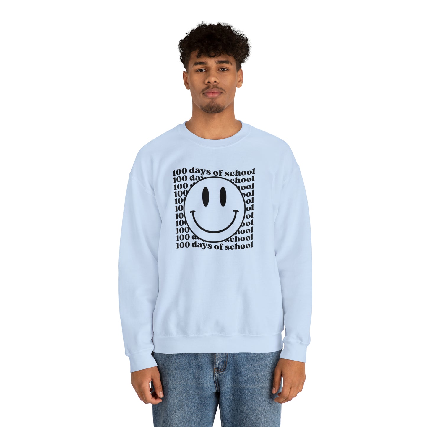100 Days of School Smiley Face Heavyweight Crewneck Sweatshirt