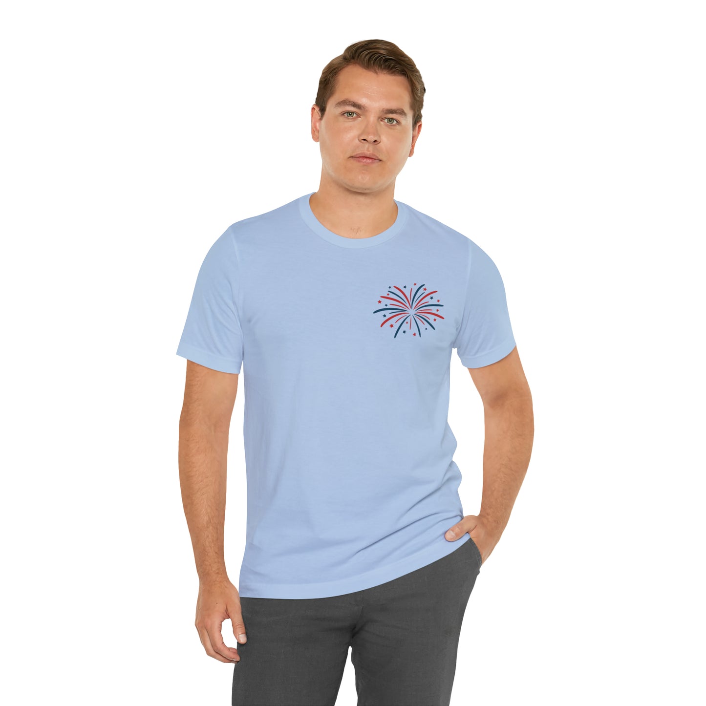 "Land of the Free Because of the Brave" Unisex Jersey Short Sleeve Tee (Front and Back Design)