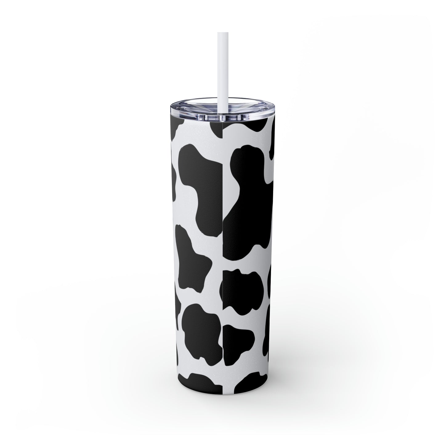 Country Cow Print Skinny Tumbler with Straw, 20oz