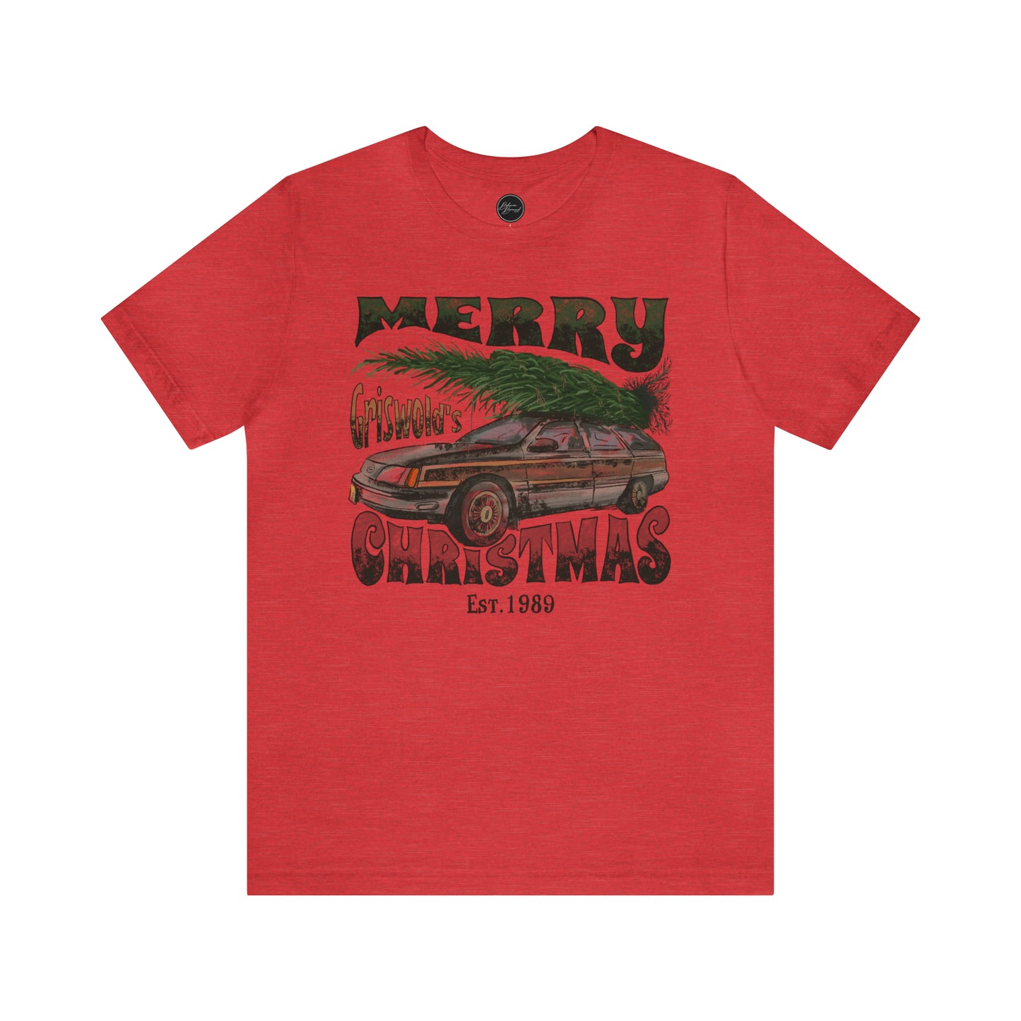 Distressed Griswold's Christmas Tree Station Wagon Holiday Bella Jersey Short Sleeve Tee (Unisex)