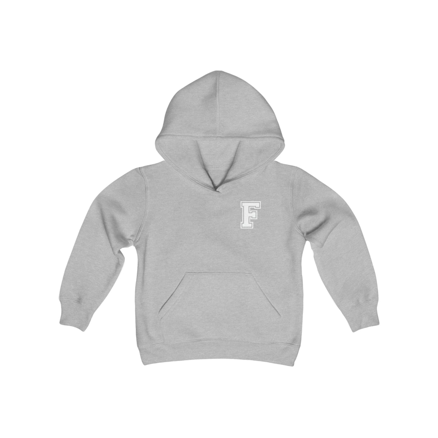 YOUTH - Front and Back Design - Varsity F and Vertical Freeburg Midgets Logo Youth Heavy Blend Hooded Sweatshirt