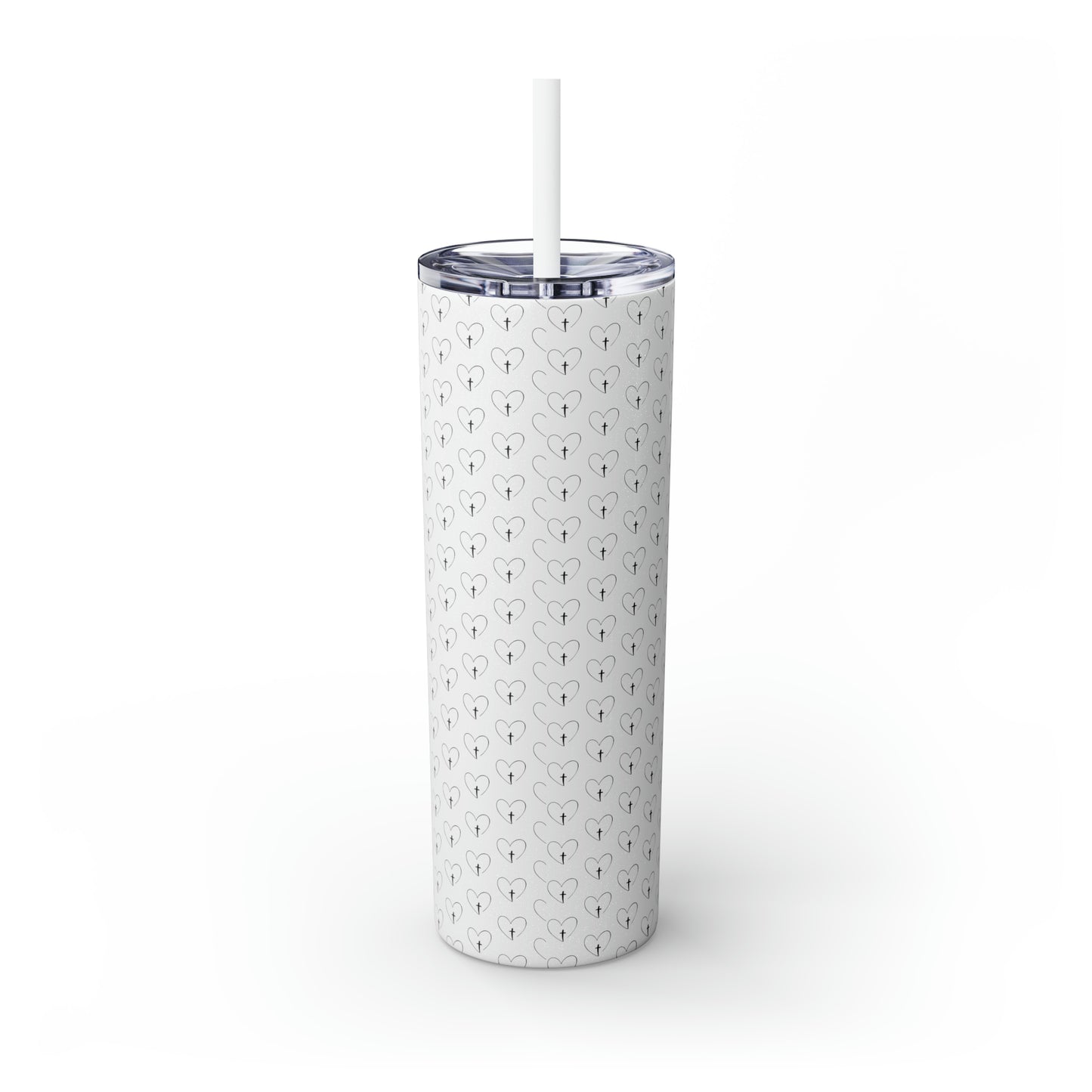 Look Back and Thank God Look Forward and Trust God Christian Skinny Tumbler with Straw, 20oz