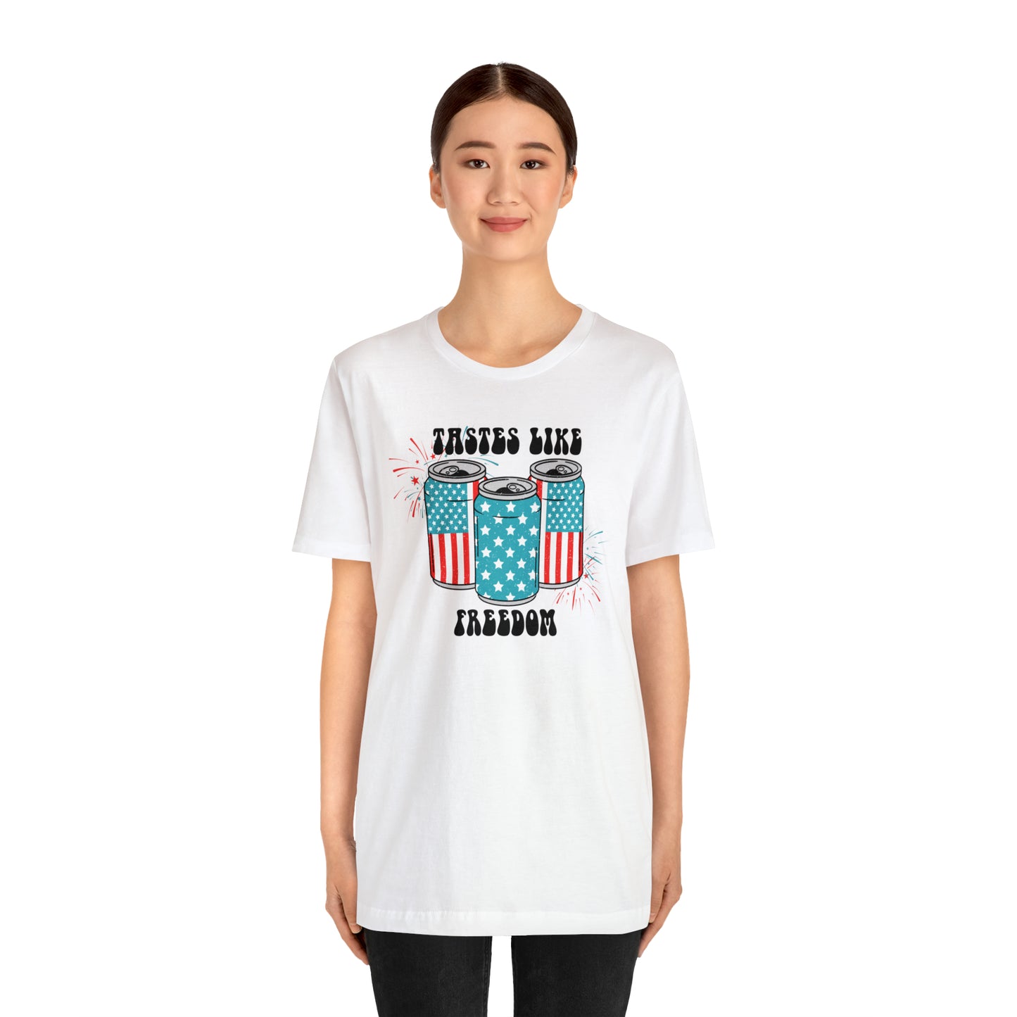 American USA Tastes Like Freedom Beverage Can Unisex Jersey Short Sleeve Tee