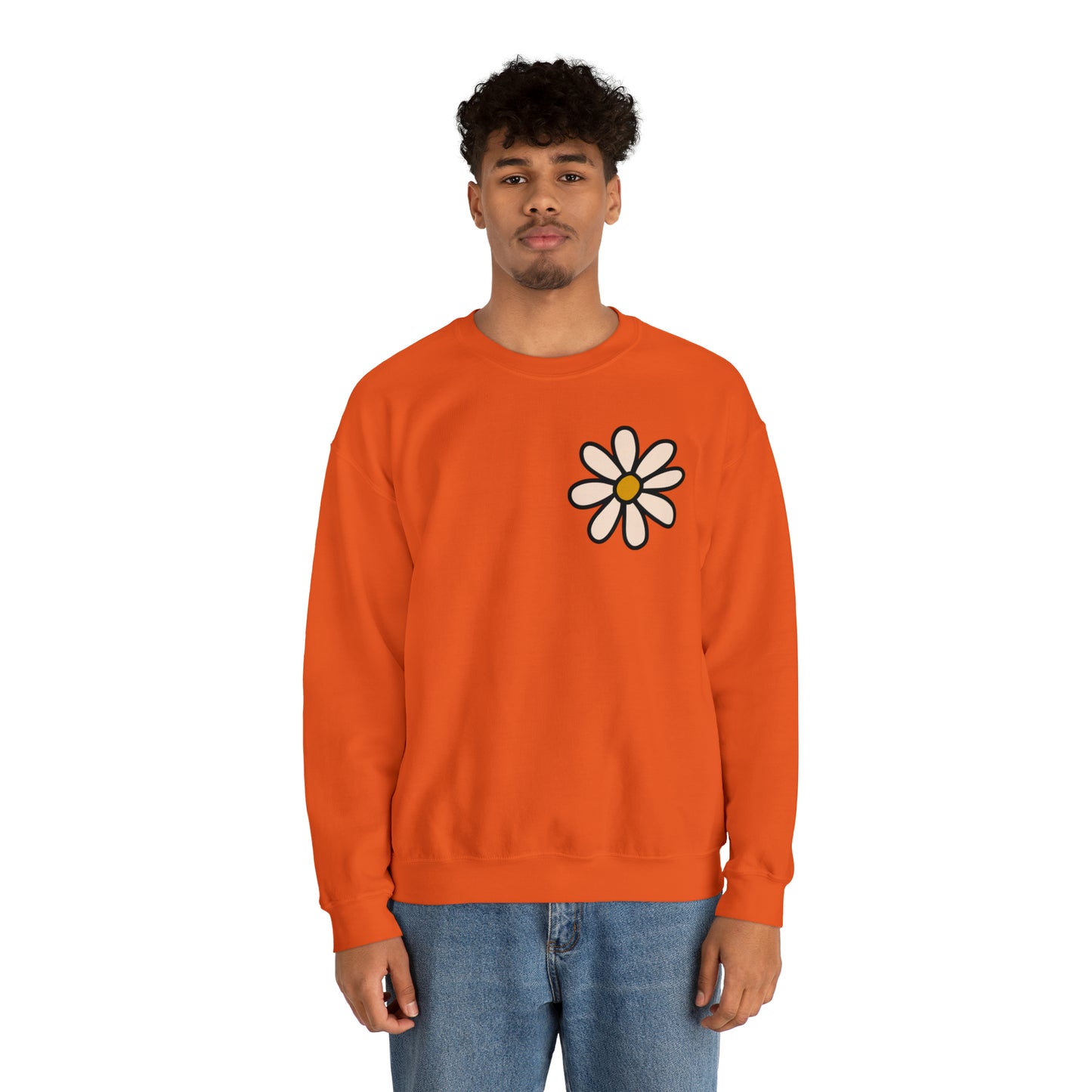 Distressed Daisy Love Like Jesus - Front and Back Design Heavy Blend™ Crewneck Sweatshirt